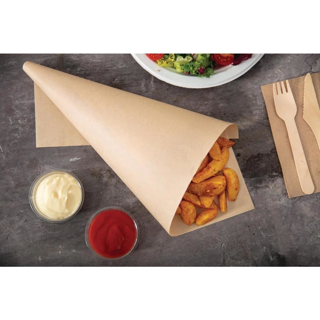 Vegware Compostable Unbleached Greaseproof Paper in Brown Paper - 380 x 275mm