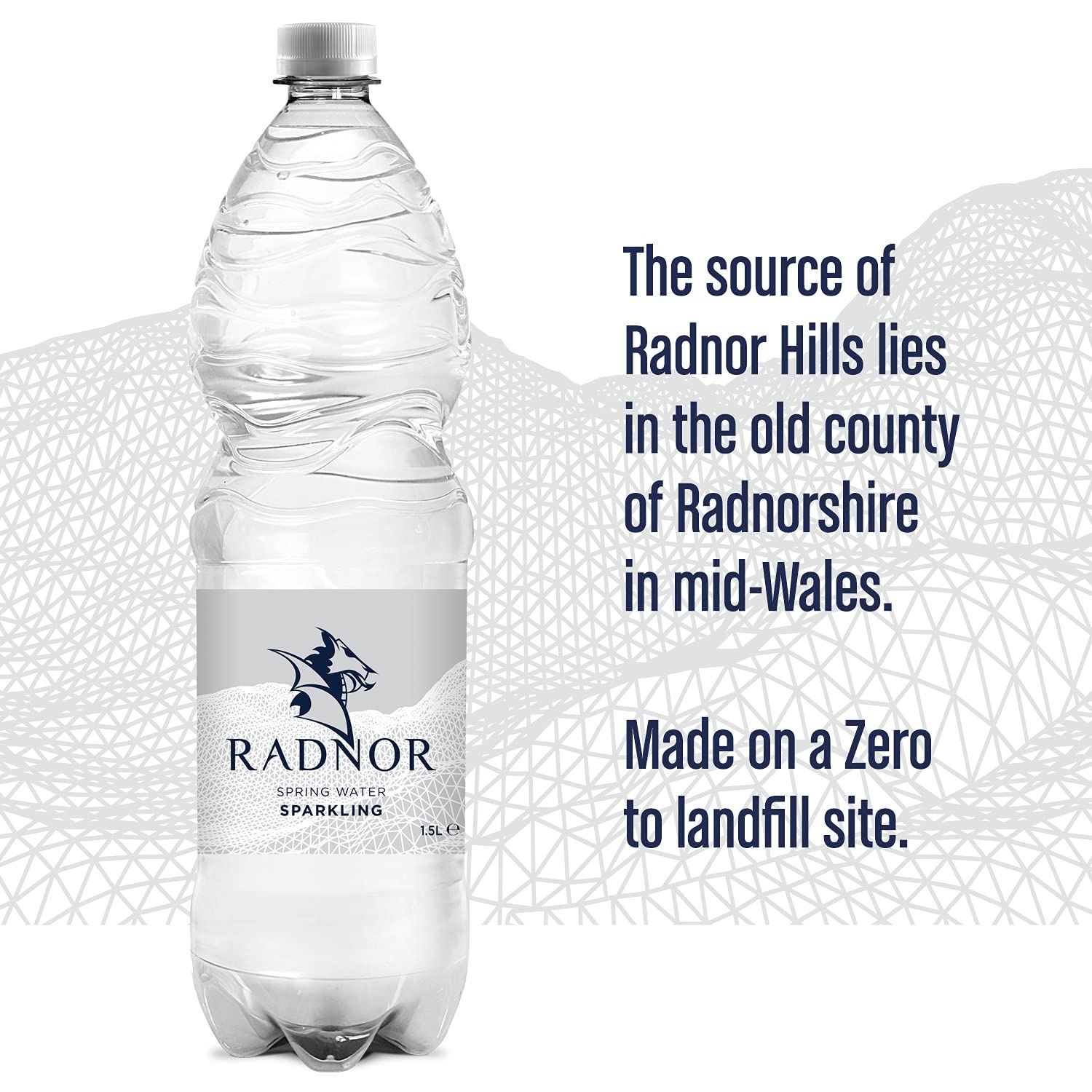 Radnor Hills Bottled Sparkling Water Natural Spring - 1.5 Litres - Pack of 12