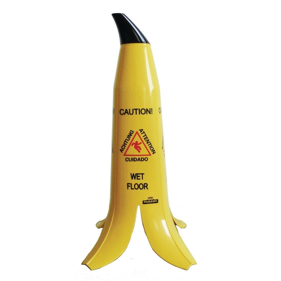 Banana Products LLC Wet Floor Sign in Yellow Multilingual and Free Standing