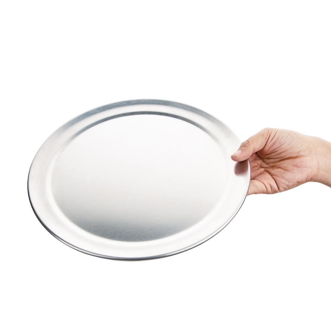 Vogue Aluminium Wide Rimmed Pizza Tray Round Plate Commercial Kitchenware