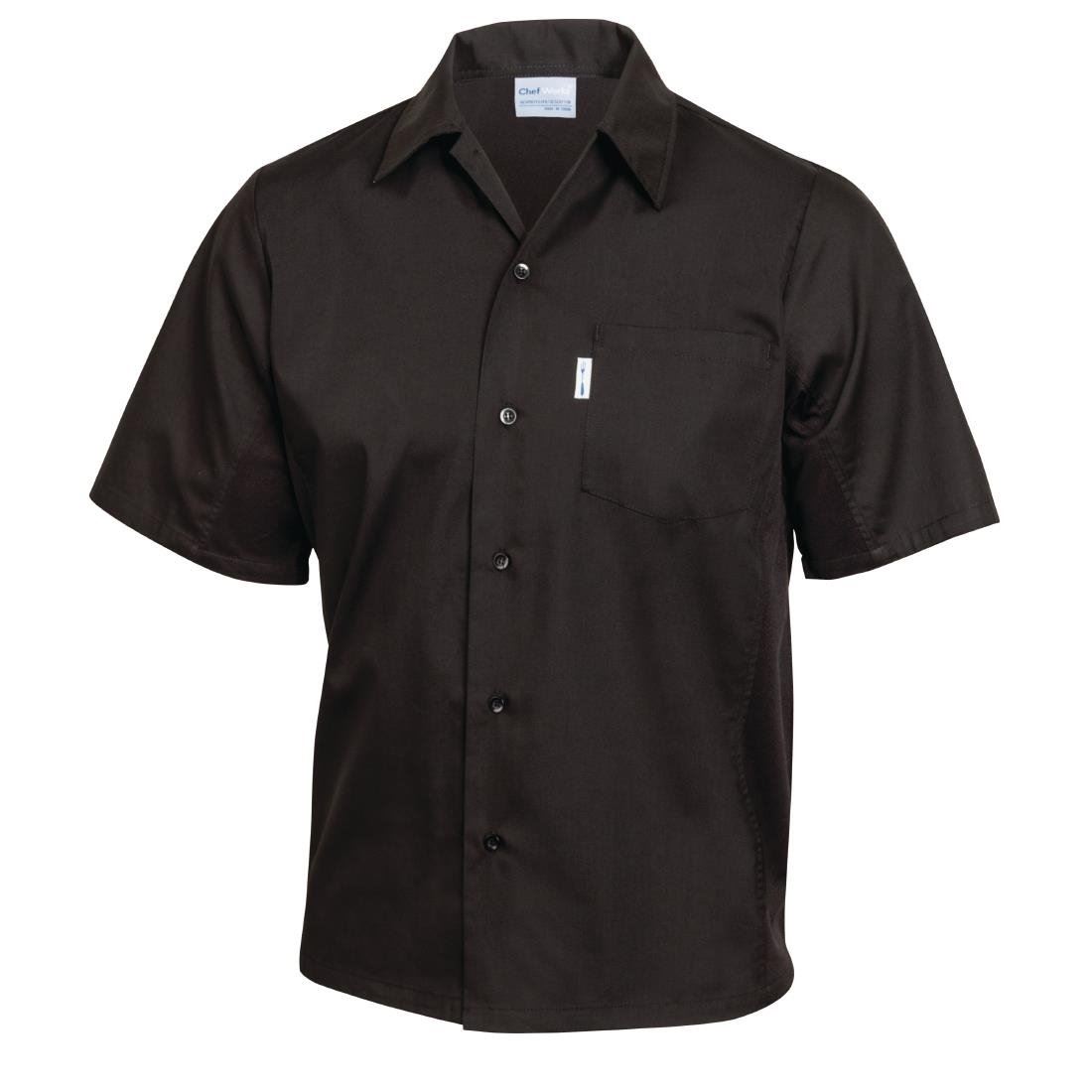 chef works unisex cool vent chefs shirt in black - polycotton - short sleeve image 4