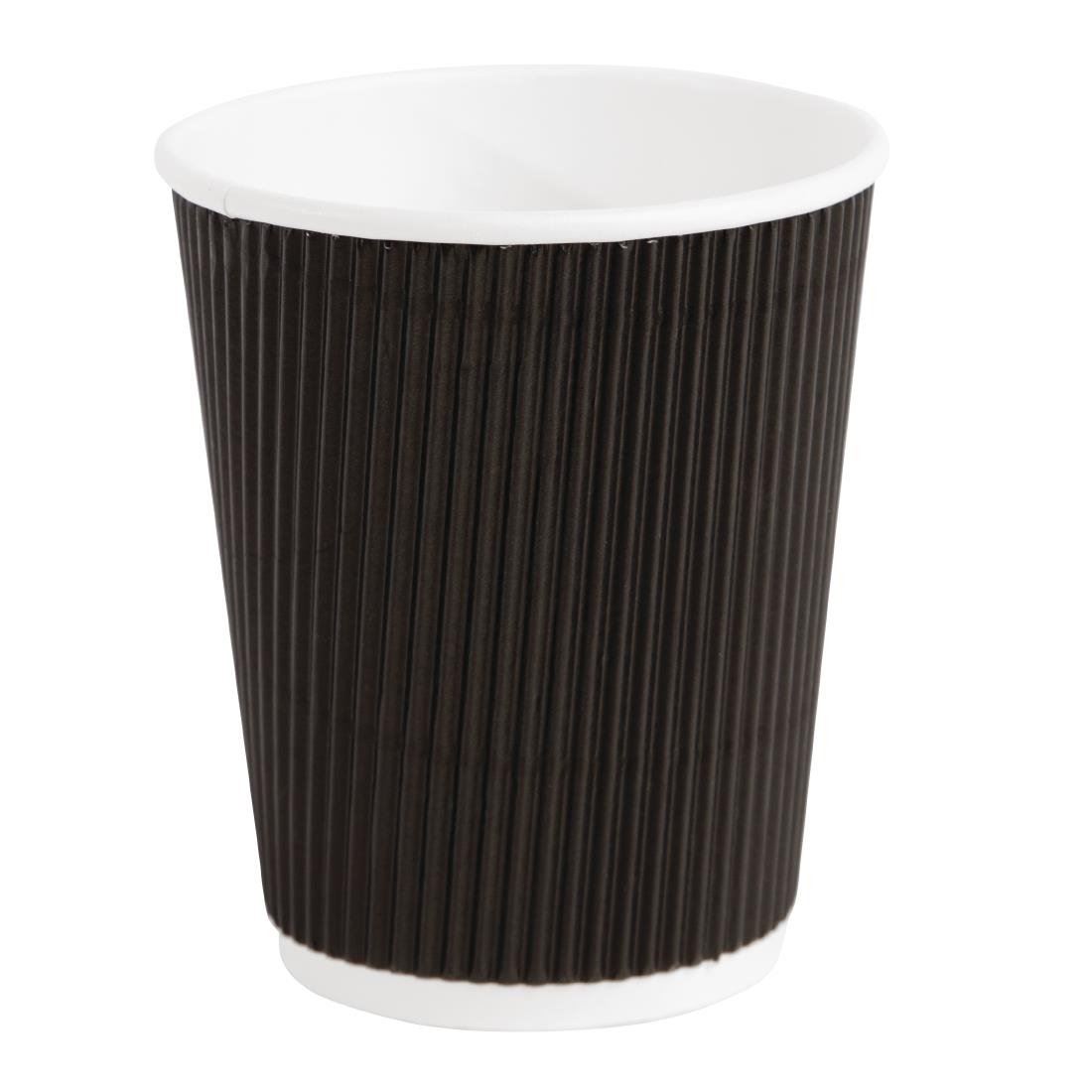 Fiesta Ripple Wall Takeaway Coffee Cups in Black Disposable 225ml / 8oz - 500