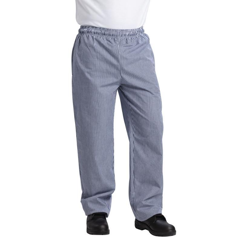 Whites Chefs Apparel Men's Vegas Trousers Small Blue and White Check Pants