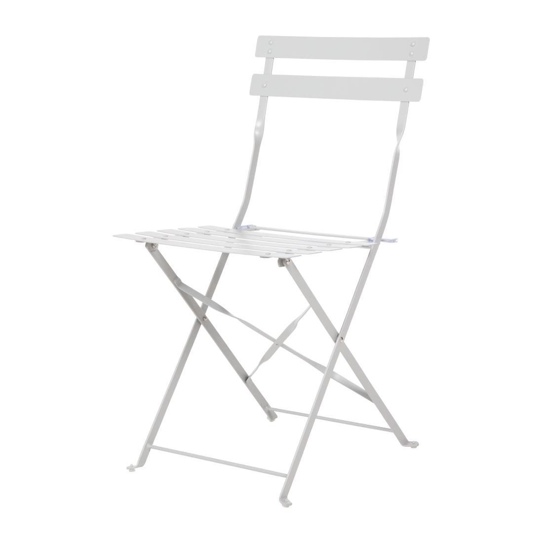 Bolero Pavement Style Folding Chairs in Grey Made of Steel Height 44cm Pack of 2