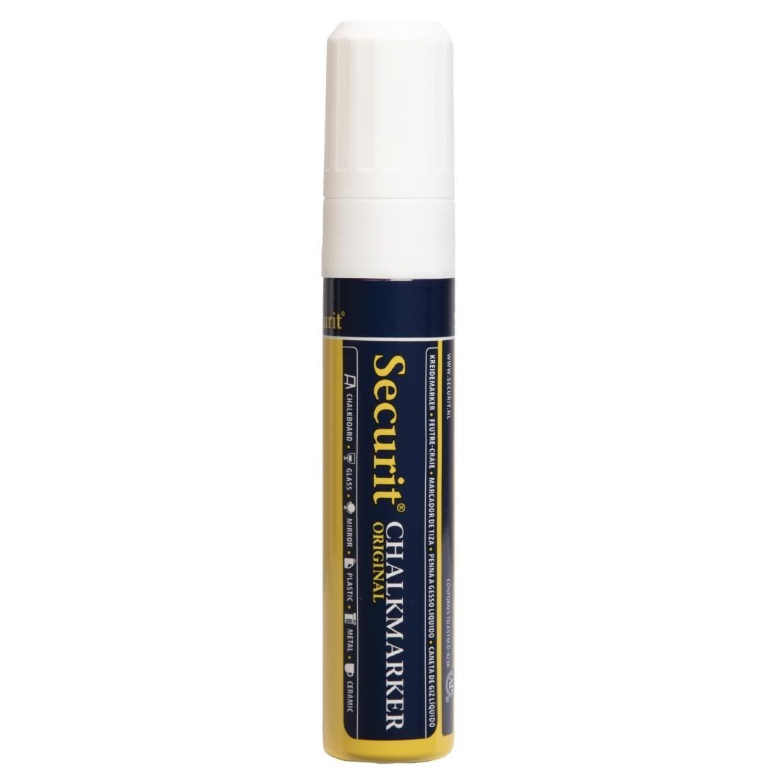 Securit Chalkboard Marker Pen White Line and Water Based - 15mm Rectangular Tip