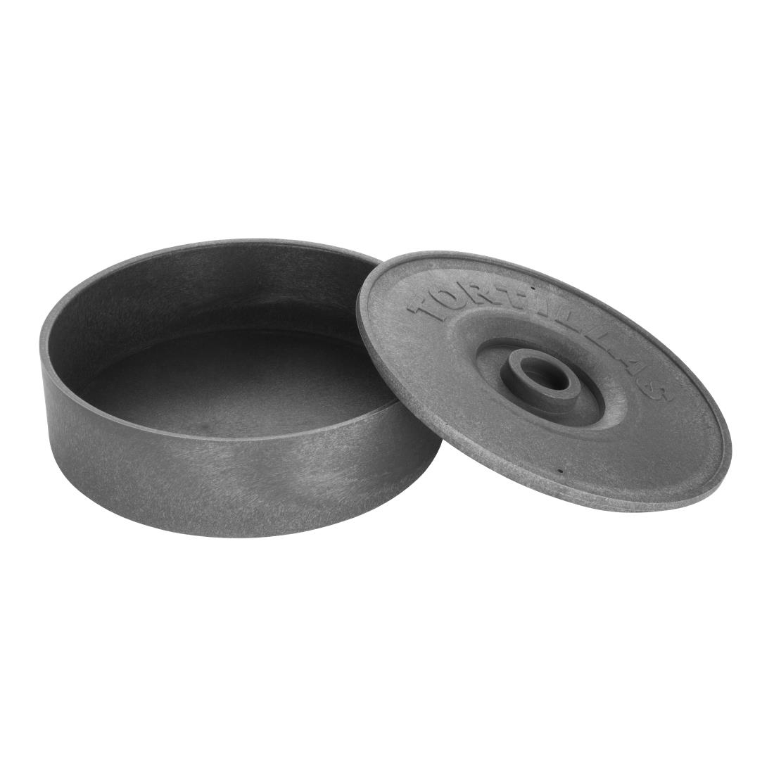 Olympia PP Round Tortilla Holder with Lid in Grey Durable Easy to Clean - 215mm
