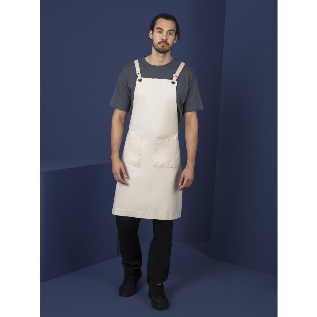 Southside Cotton Canvas Bib Apron in Beige Unisex Lightweight Comfortable Fit