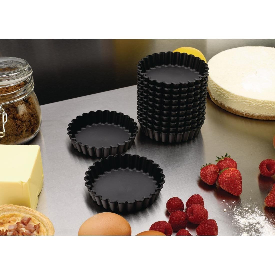 Pack of 12 Matfer Exoglass Round Fluted Tartlet Mould 10cm