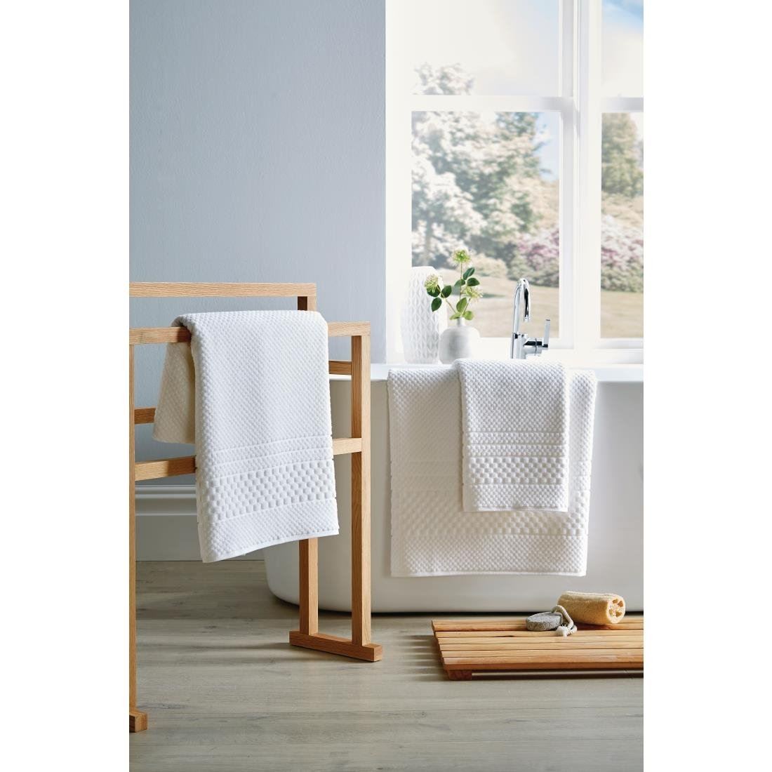 Mitre Heritage Chequers Towel 100% Cotton in White Rich Texture - Picture 20 of 21