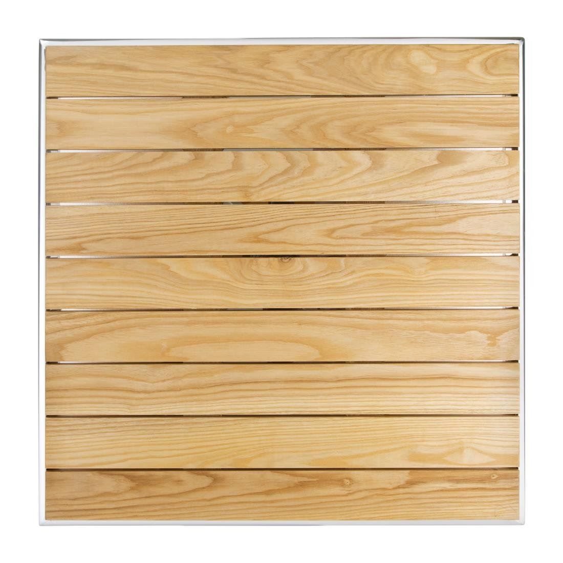 Bolero Square Table with Ash Wood Top and Aluminium Frame - 720X600X600mm