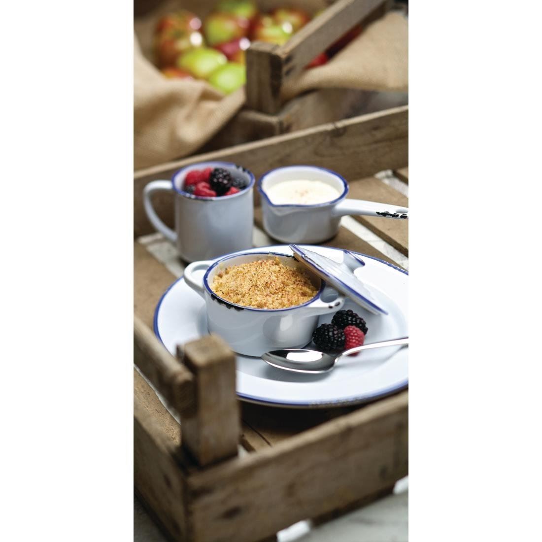 Utopia Avebury Mini Casserole Dish with Blue Rim Enamel Coated - 105mm