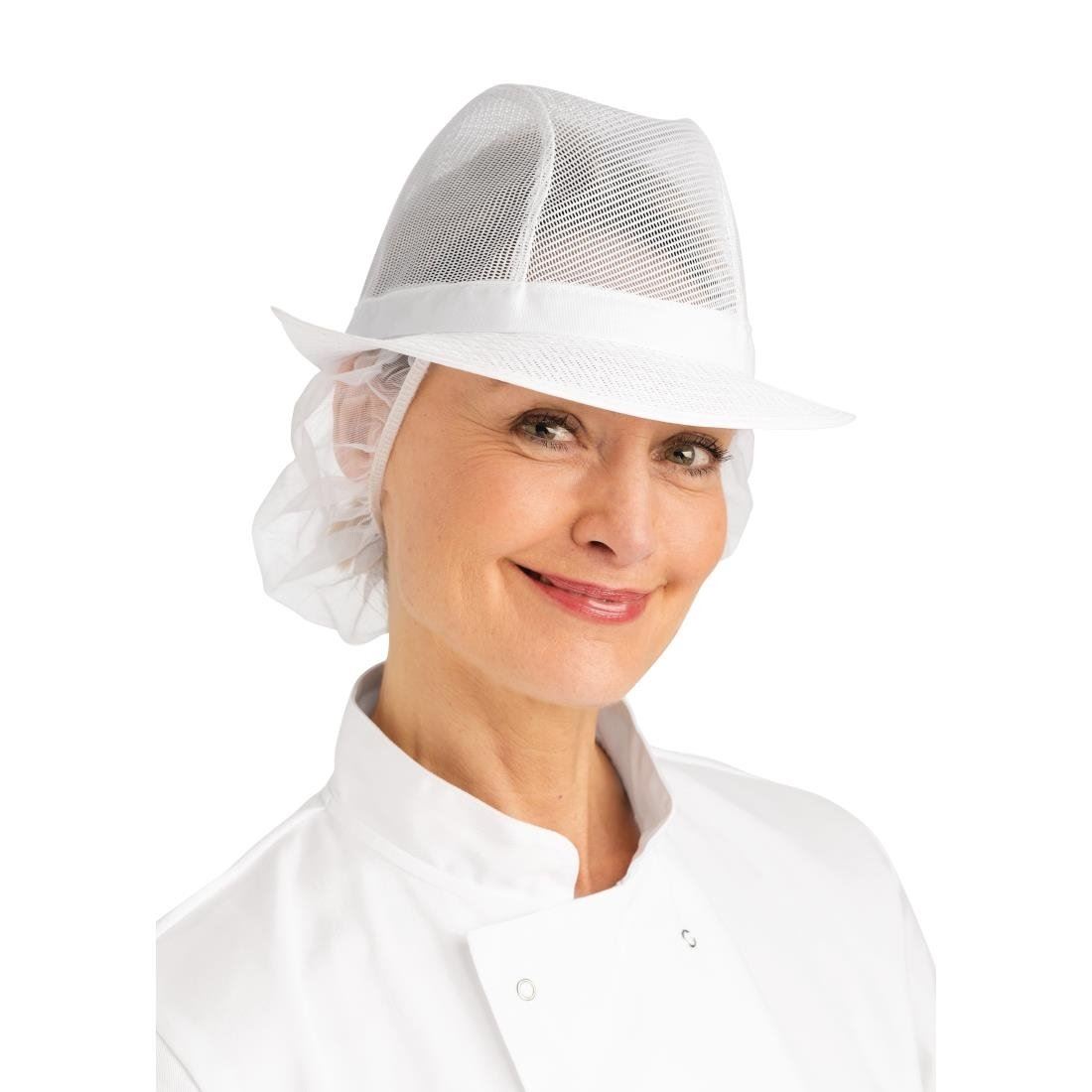 Women's Ladies Trilby Hat with Net Snood Lightweight Kitchen Catering
