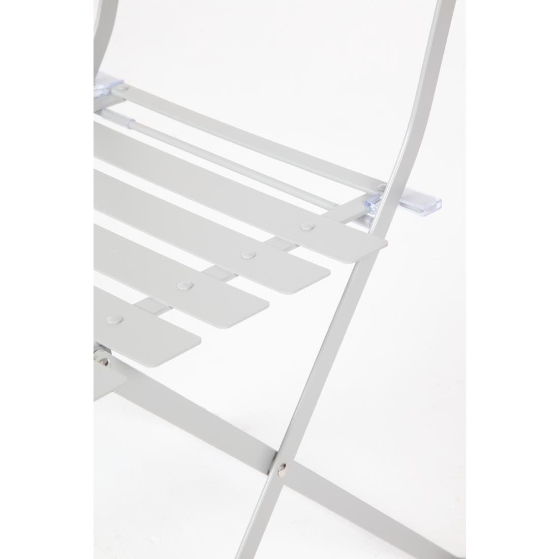 Bolero Pavement Style Folding Chairs in Grey Made of Steel Height 44cm Pack of 2