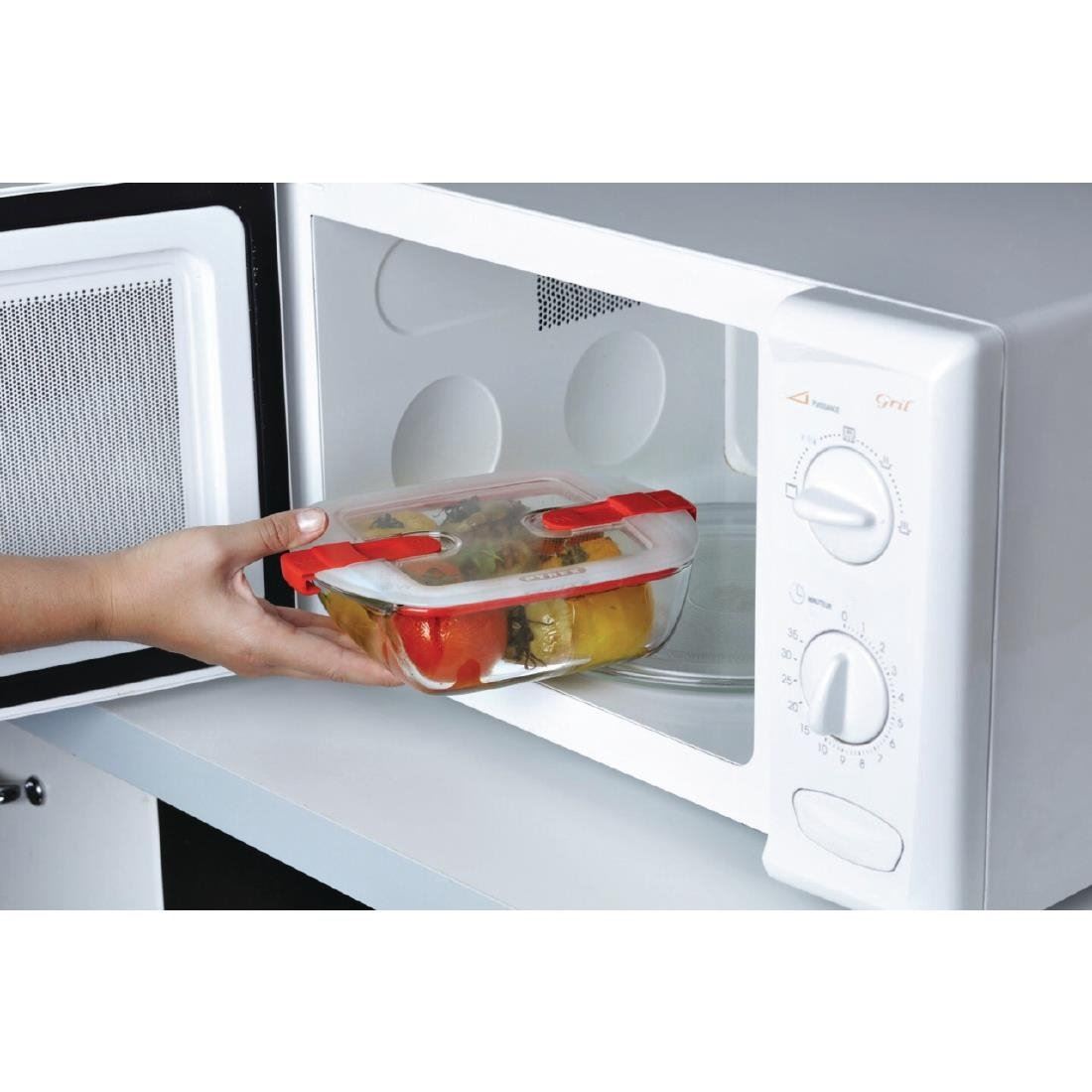 Pyrex Cook and Heat Square Glass Dish with Airtight Lid Steam Vents - 350ml