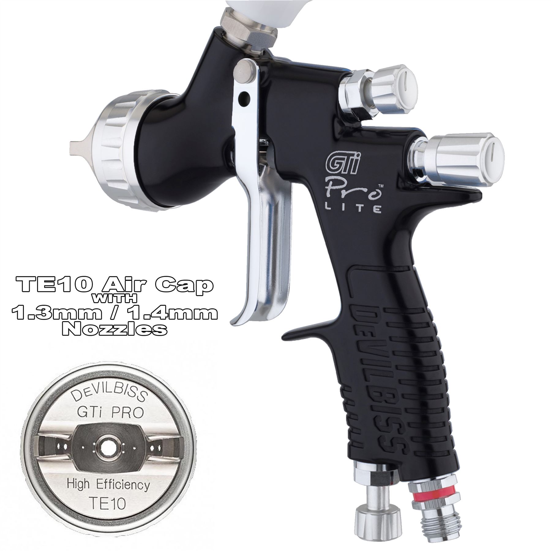 Devilbiss GTi ProLite Standard Or Limited Edition Air Spray Paint Guns + Caps - Foto 7 di 50