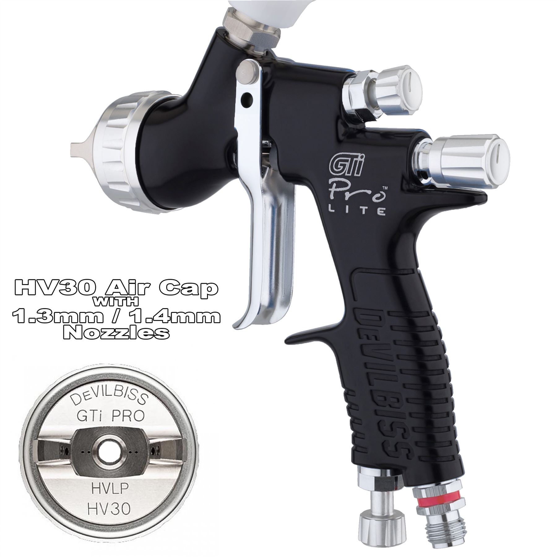 Devilbiss GTi ProLite Standard Or Limited Edition Air Spray Paint Guns + Caps - Foto 4 di 50
