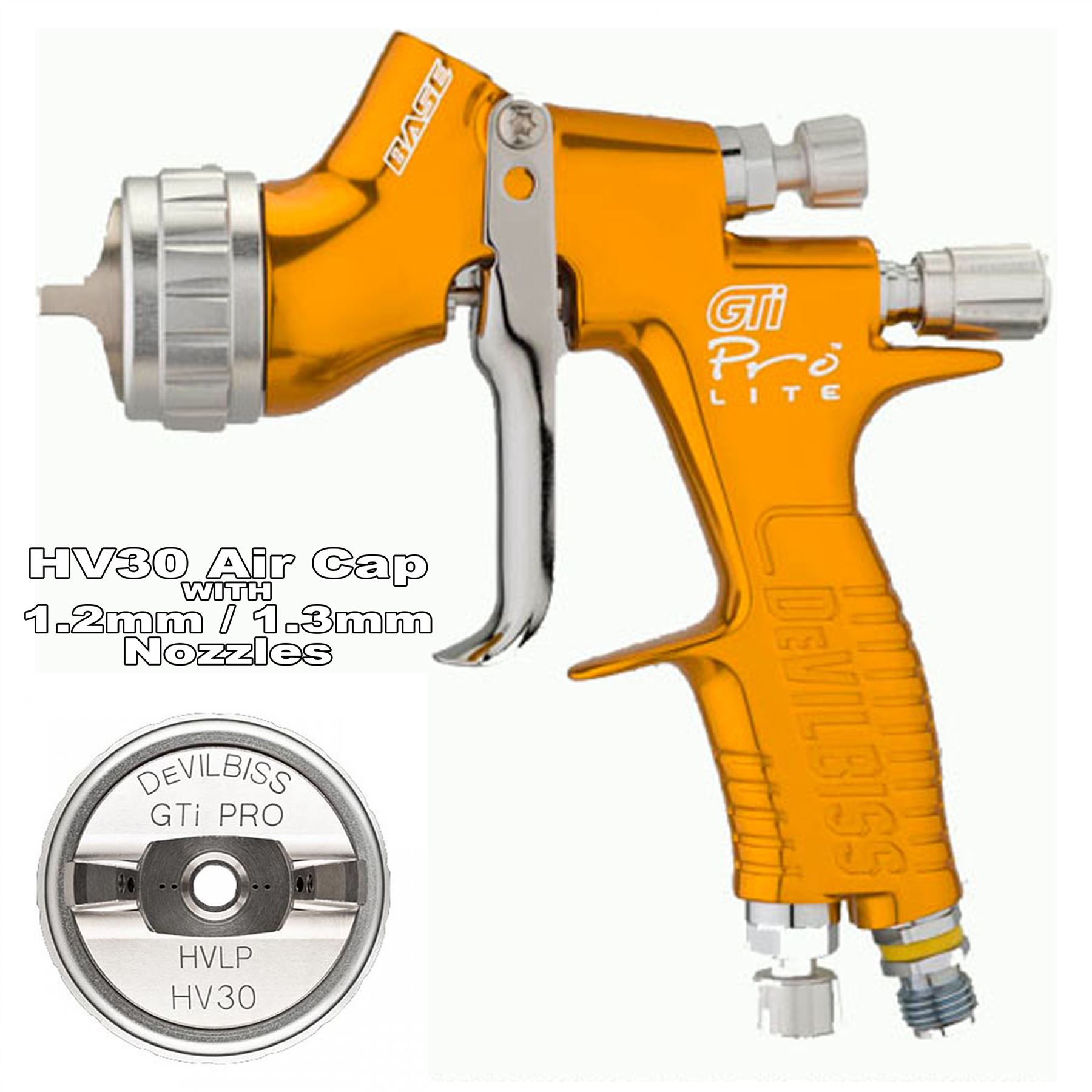 Devilbiss GTi ProLite Standard Or Limited Edition Air Spray Paint Guns + Caps - Foto 20 di 50