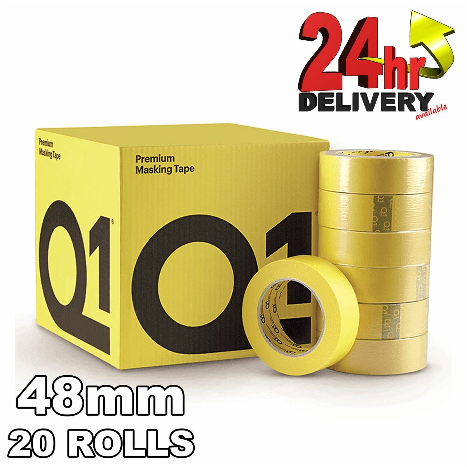 Q1 Premium Automotive Masking Tape - 48mm X 50M, Yellow, 20 Rolls Per Box 1 thumbnail image