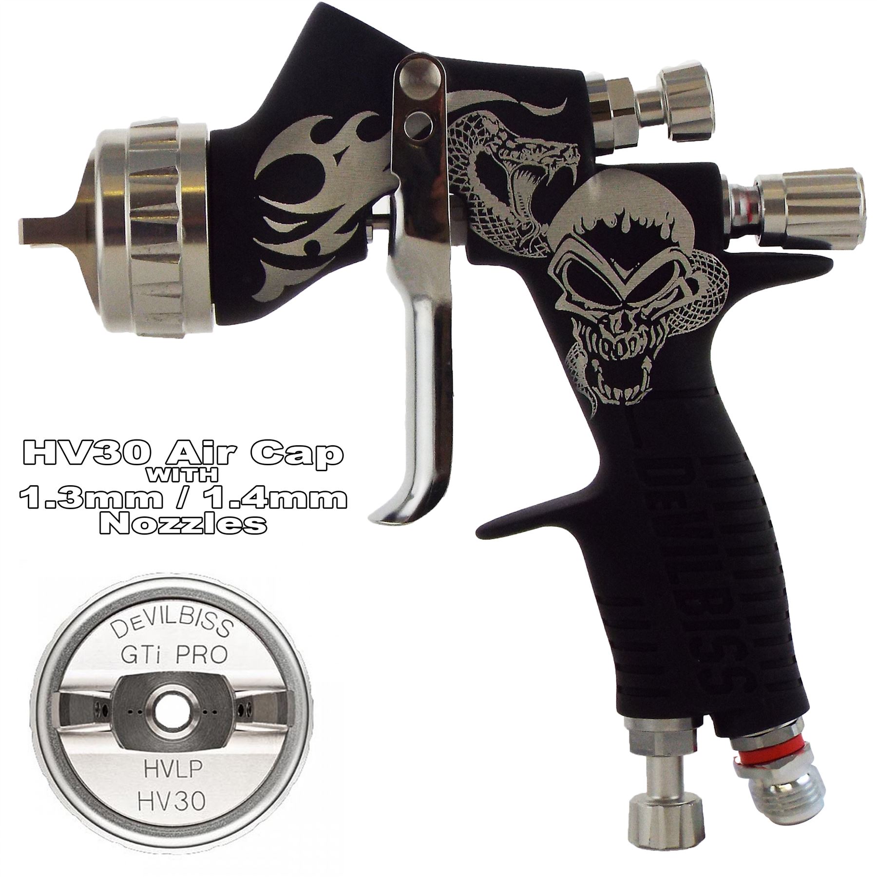 Devilbiss GTi ProLite Standard Or Limited Edition Air Spray Paint Guns + Caps - Foto 35 di 50