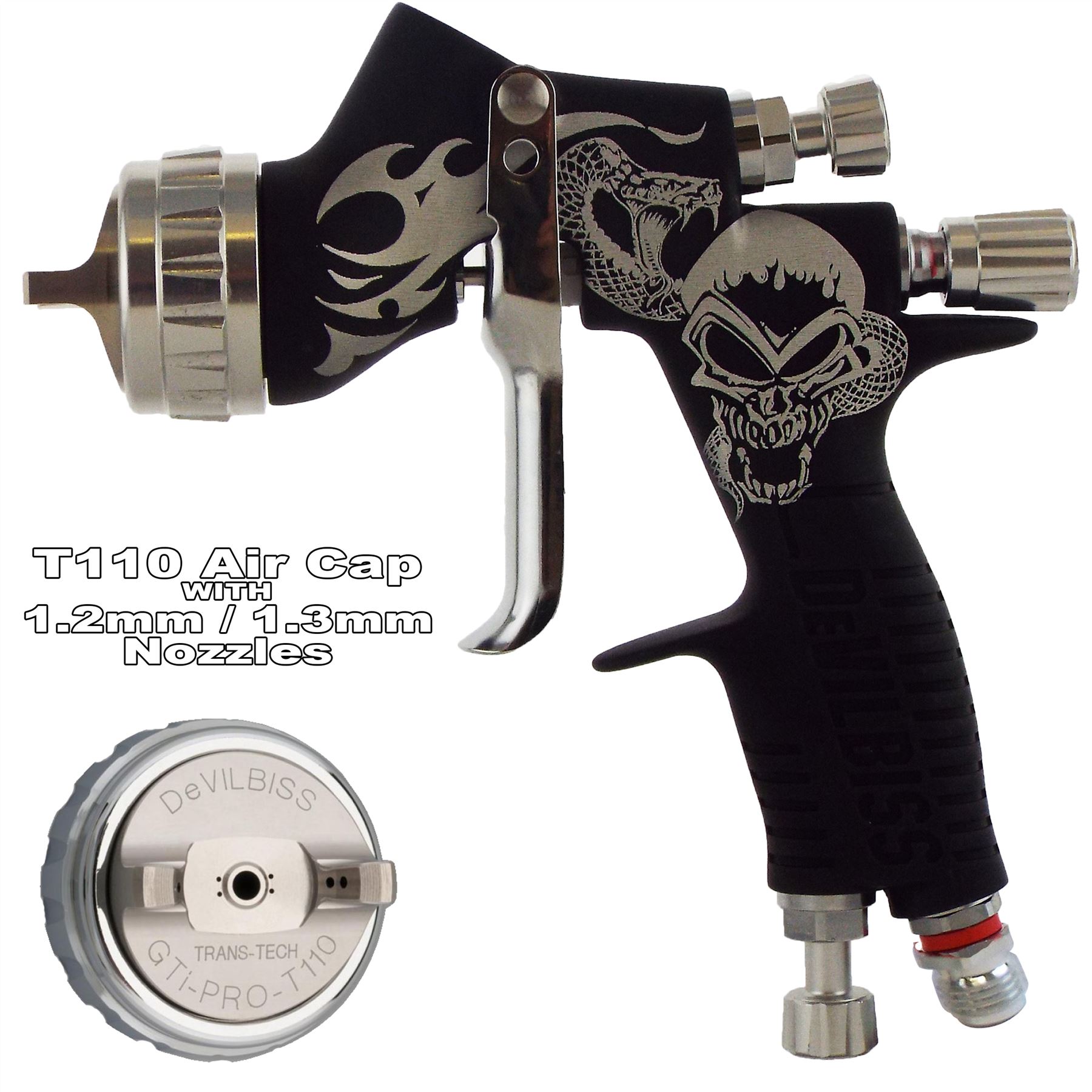 Devilbiss GTi ProLite Standard Or Limited Edition Air Spray Paint Guns + Caps - Foto 38 di 50