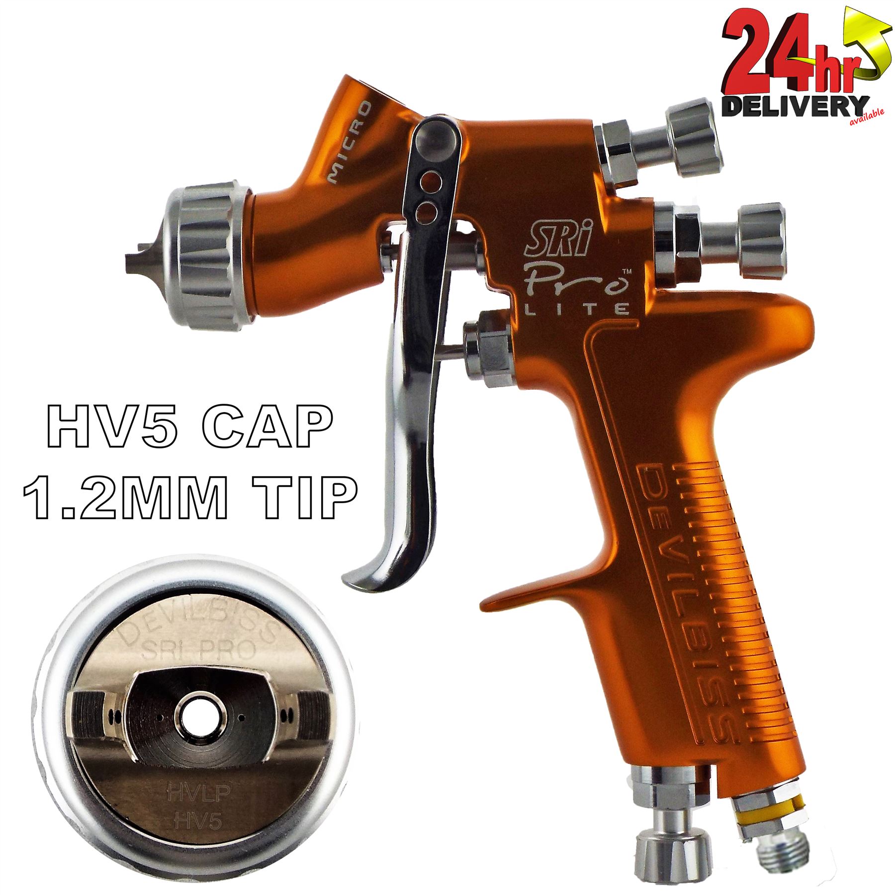 DeVilbiss SRI Pro Lite HV5 Air Cap 1.2mm Fluid Tip HVLP Air Spray Paint