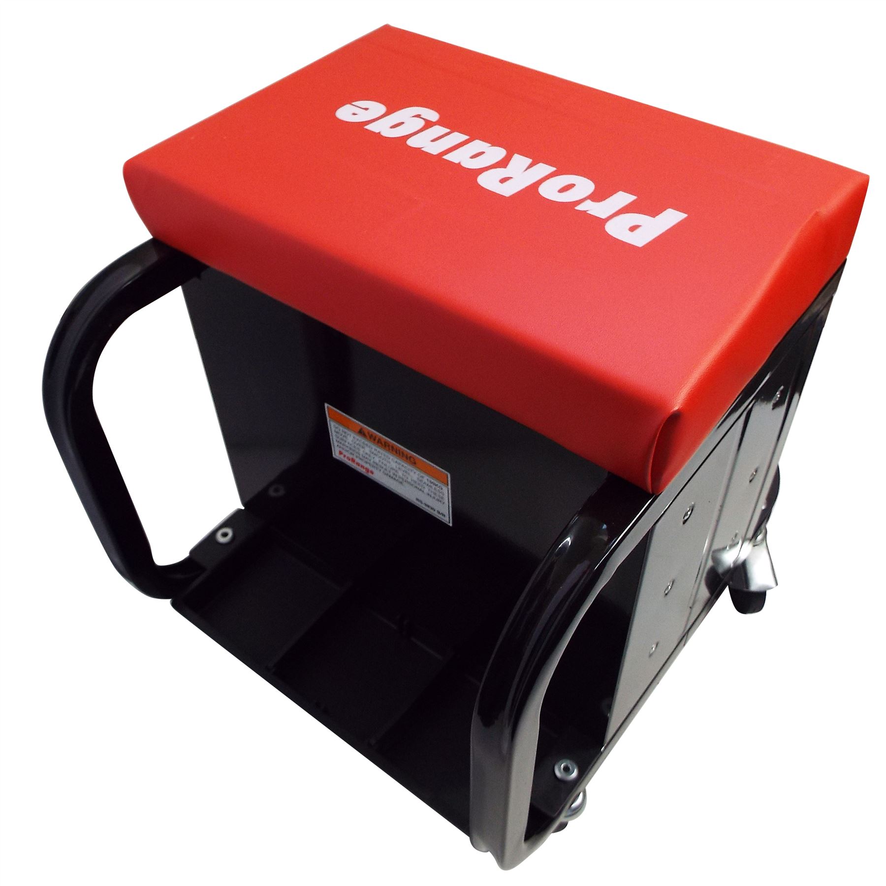 Mechanics Seat With 3 Drawer Locking Tool Box Trolley Black