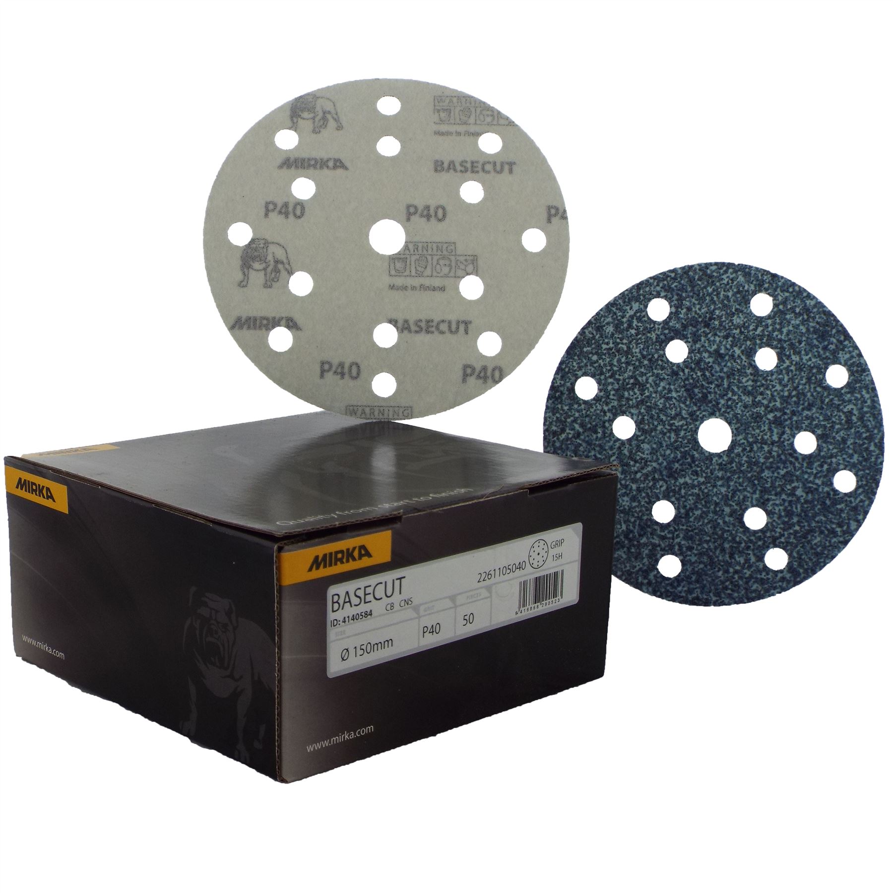 Mirka Basecut HookNLoop 150mm Sanding Discs 25/50/100 6" Abrasive Grit