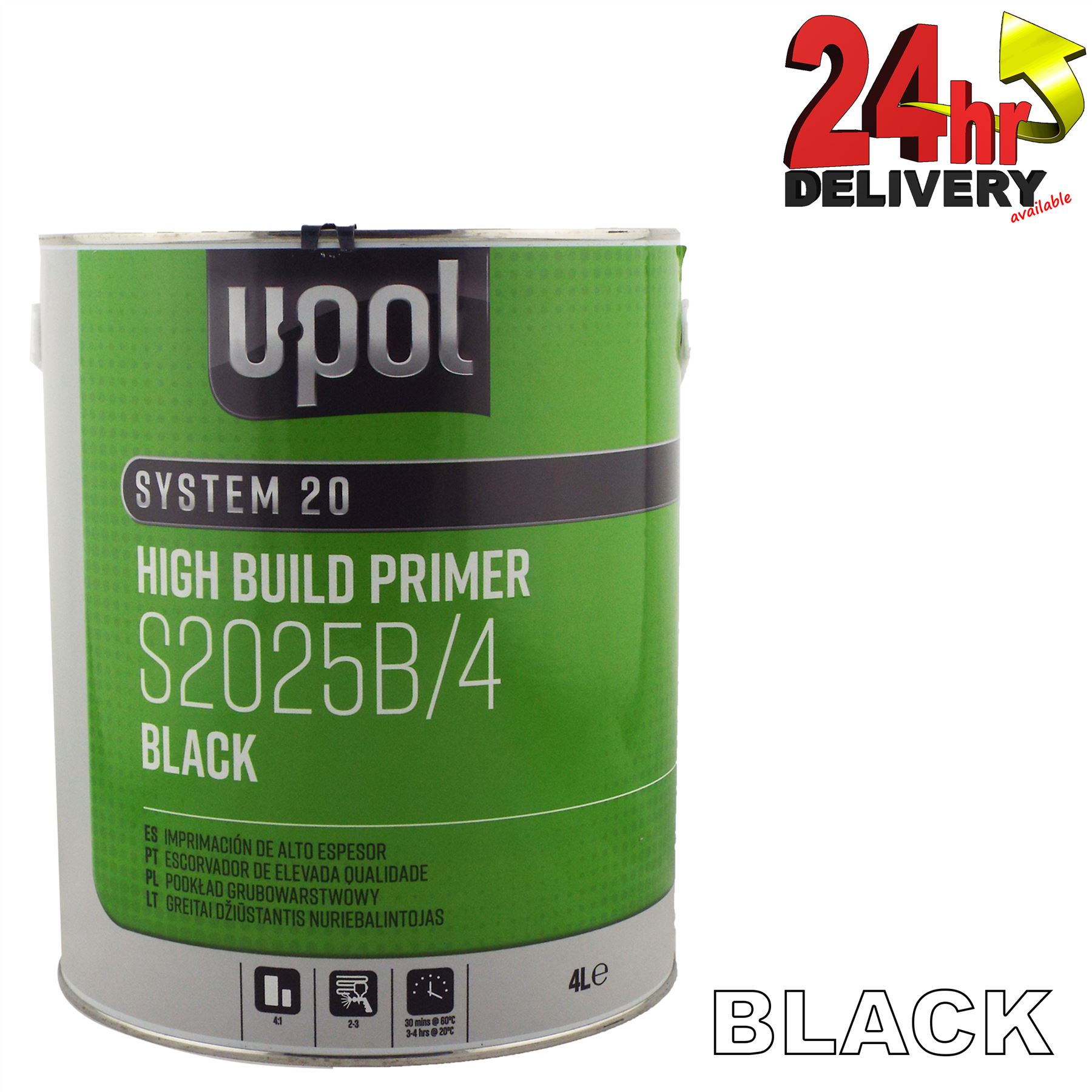 UPol 2K HS High Build Paint Primer 41 4 Litre BLACK S2025B Upol eBay