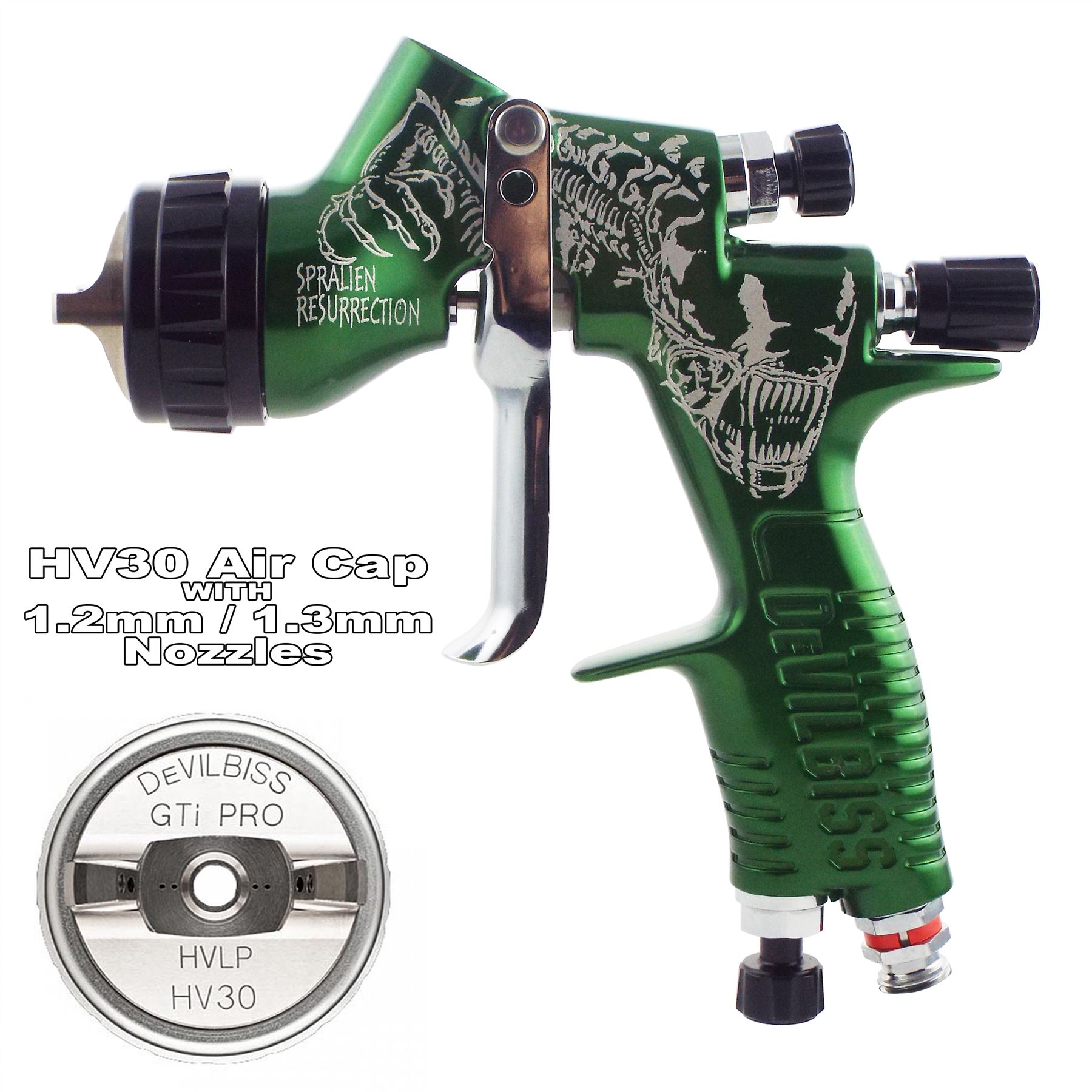 Limited Edition DeVilbiss GTi ProLite Green HV30 Air Cap Spray Gun 1.2/1.3mm Tip eBay