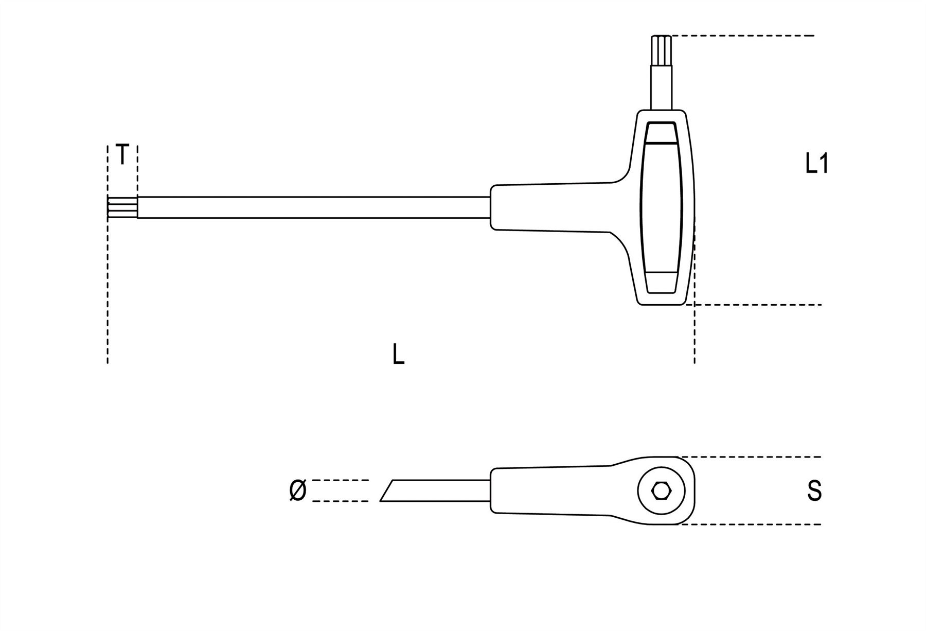 Beta Tools 951Tx-T-Handle Wrench With Three Male Ends For Torx Head Screws T10