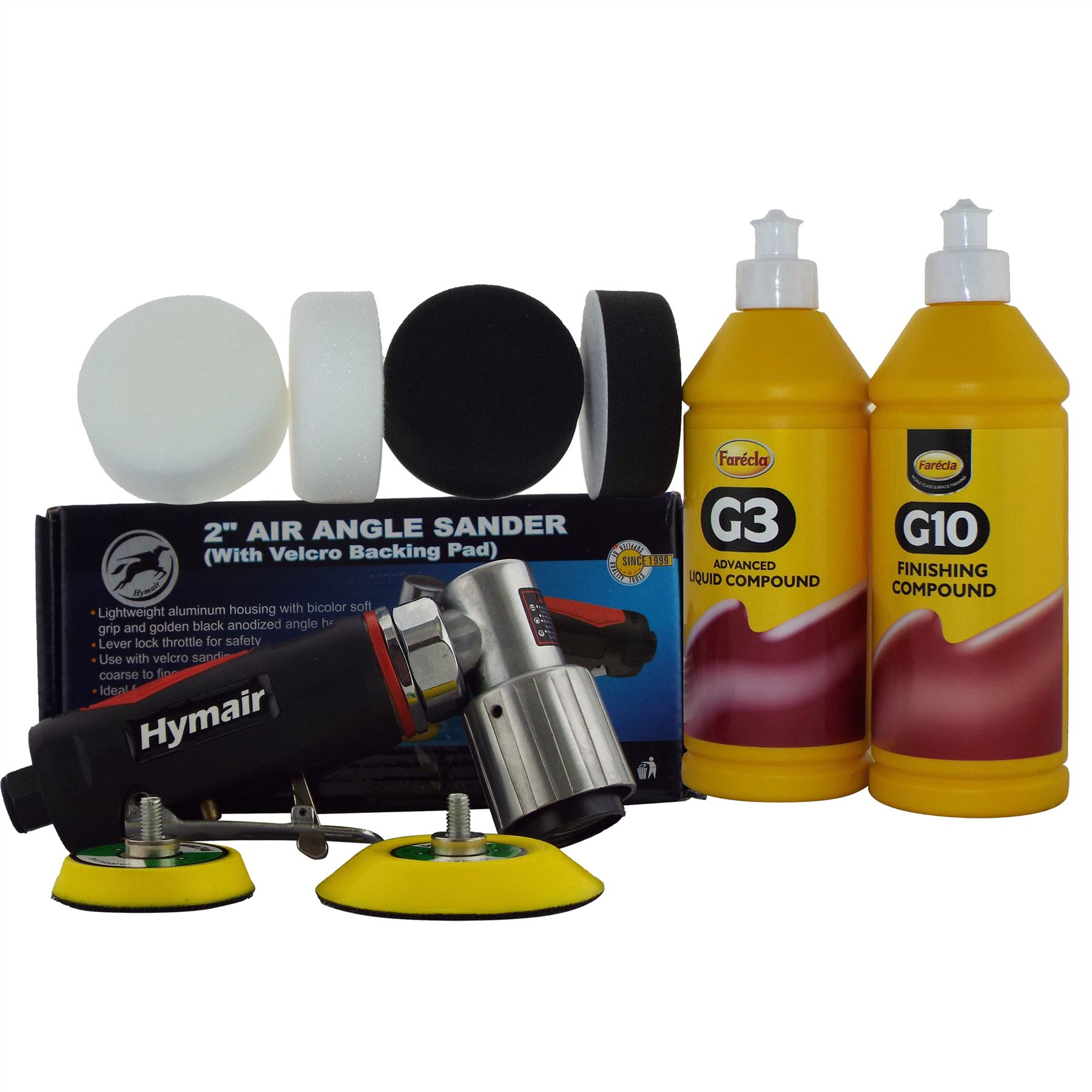 75mm (3") Mini Air Polisher Kit + Farecla G3 & G10 Compound/Polishing