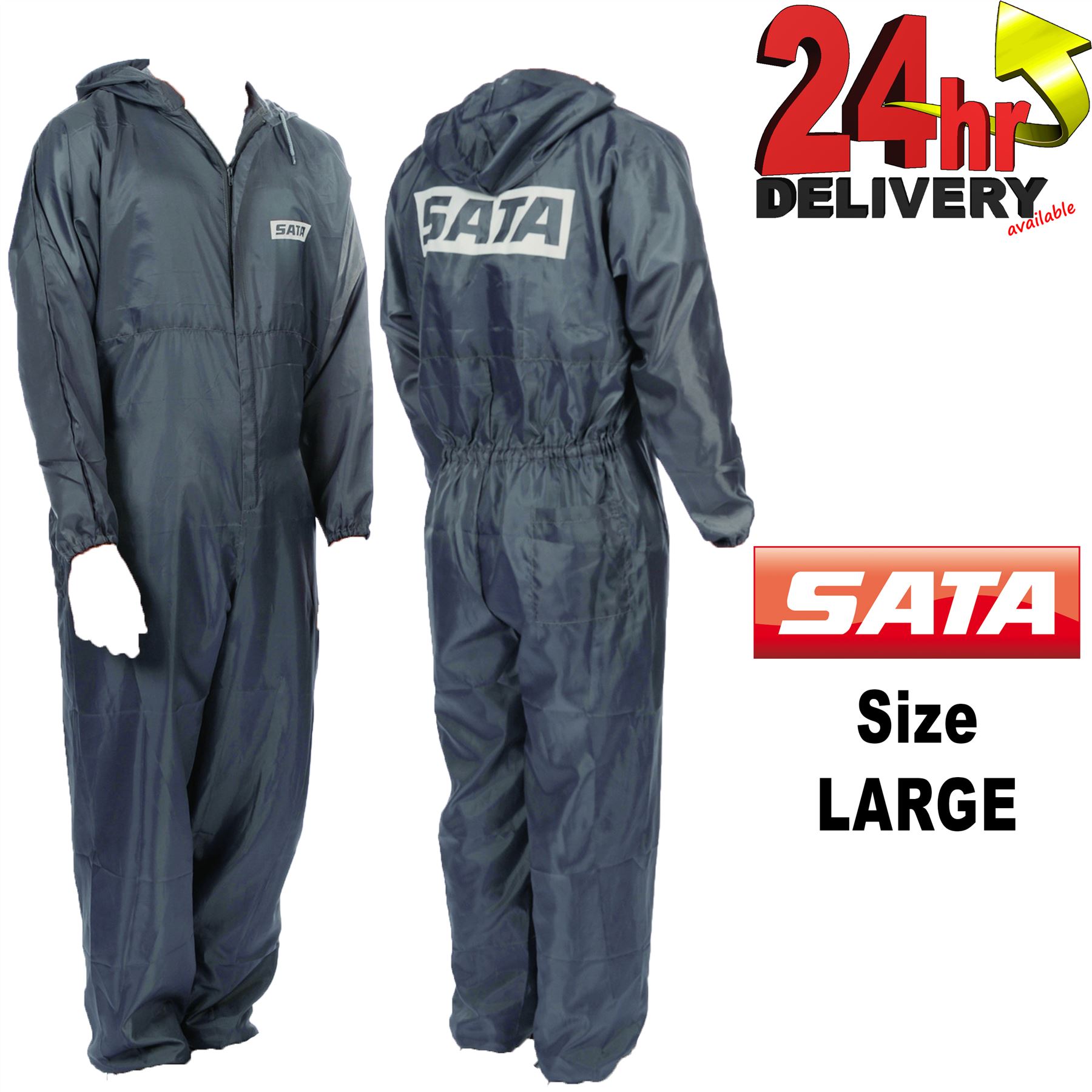 Genuine Sata 143255 Large [L] Grey Paint Overalls Elasticated Wrists