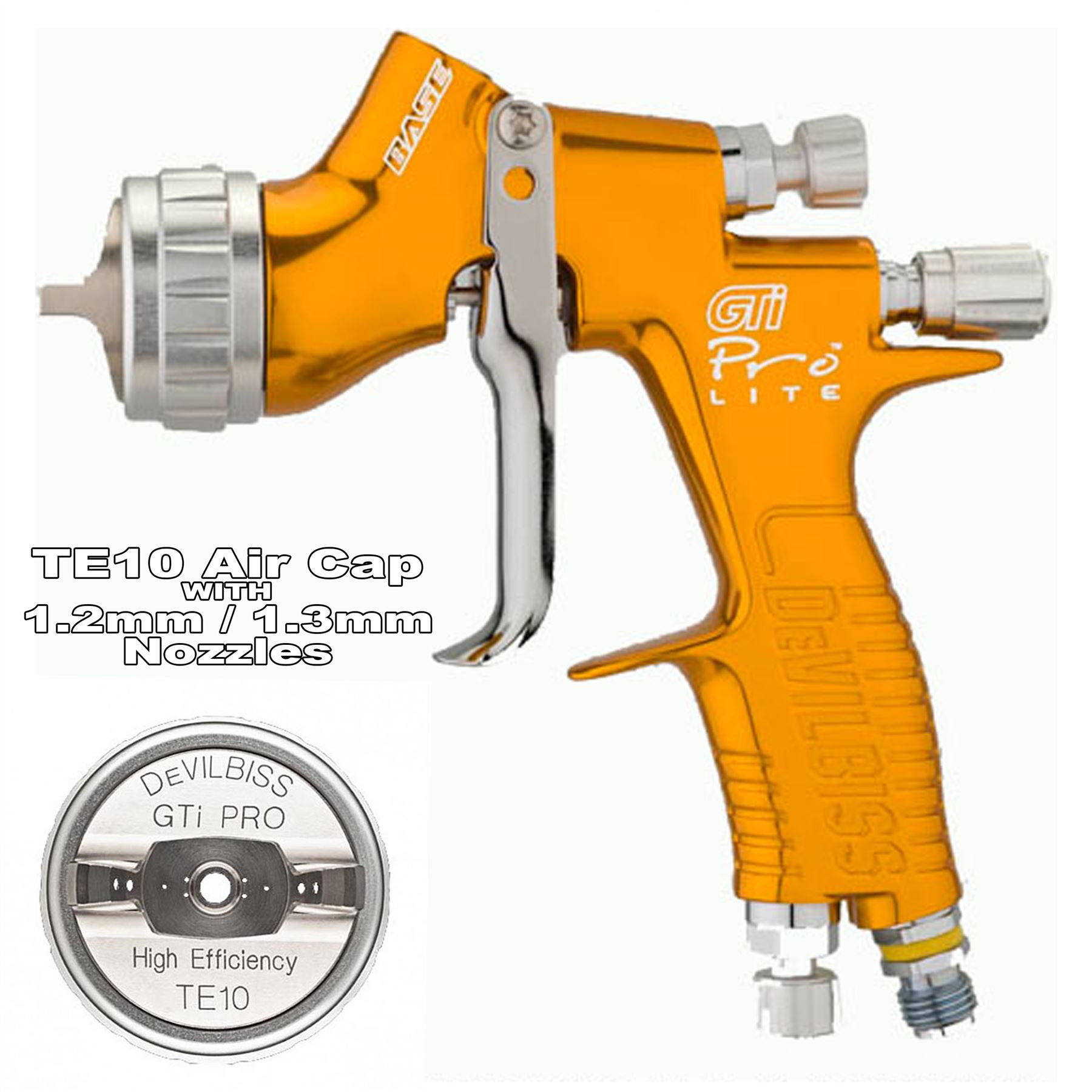 Devilbiss GTi ProLite Standard Or Limited Edition Air Spray Paint Guns + Caps - Foto 24 di 50