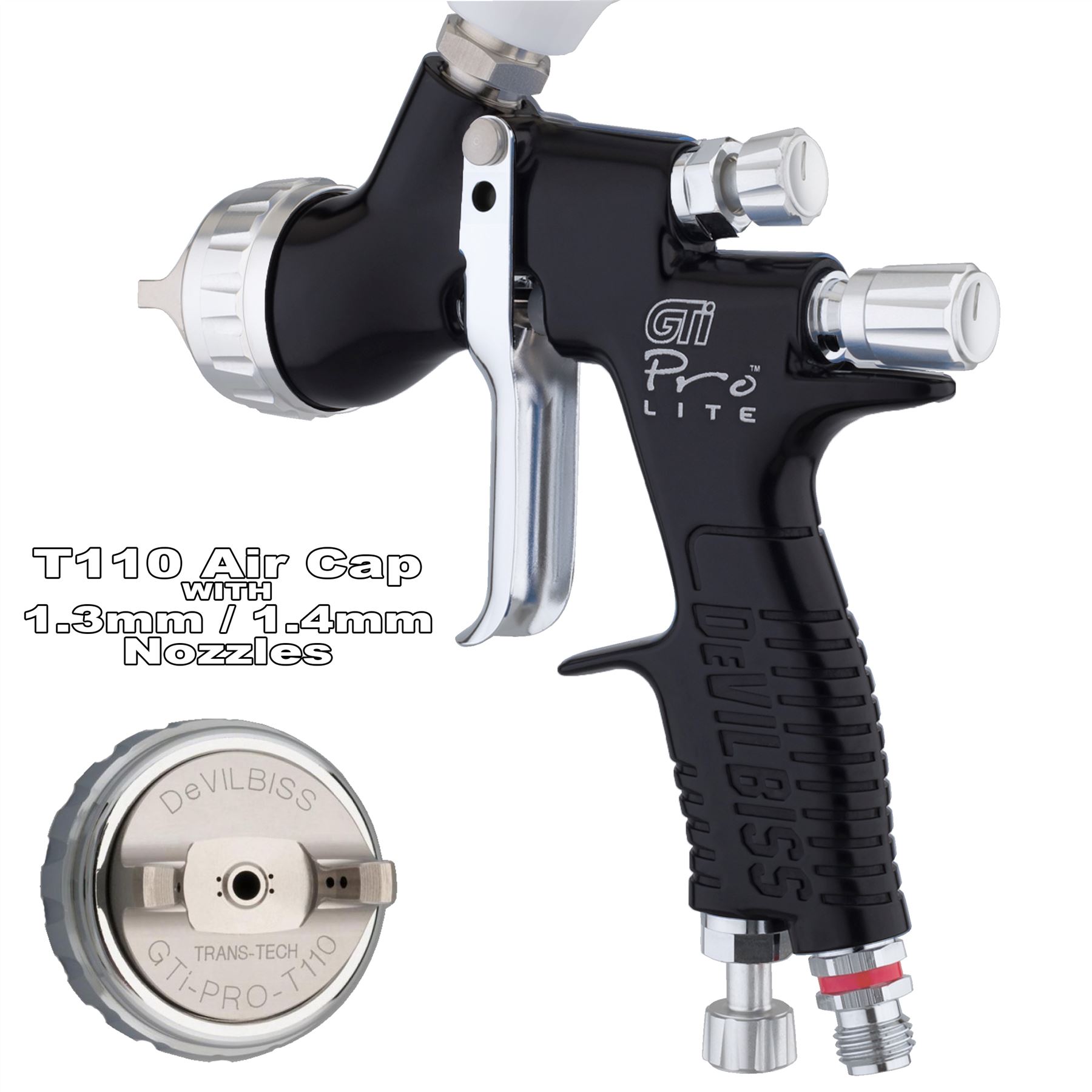 Devilbiss GTi ProLite Standard Or Limited Edition Air Spray Paint Guns + Caps - Foto 6 di 50