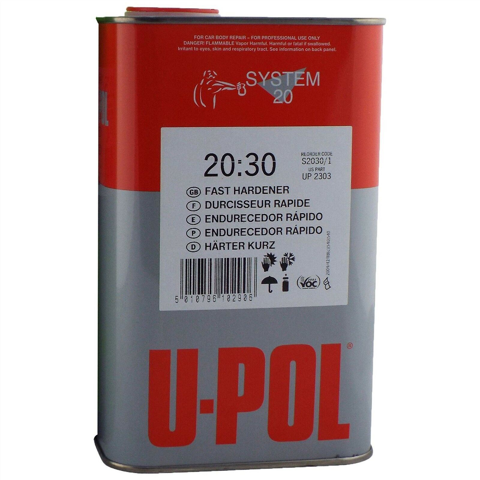 UPol 2K 5 Litre High Build Paint Primer Kit WHITE S2025 S2030 Hardener