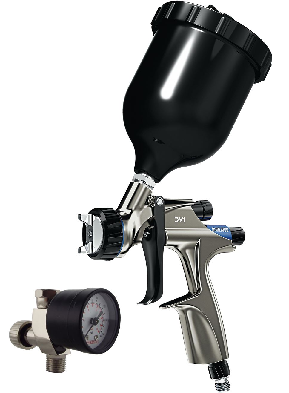Devilbiss DV1 Spray Gun 1.2 mm HVLP DV1C00012B+ NonDigital + Pressure Gauge eBay