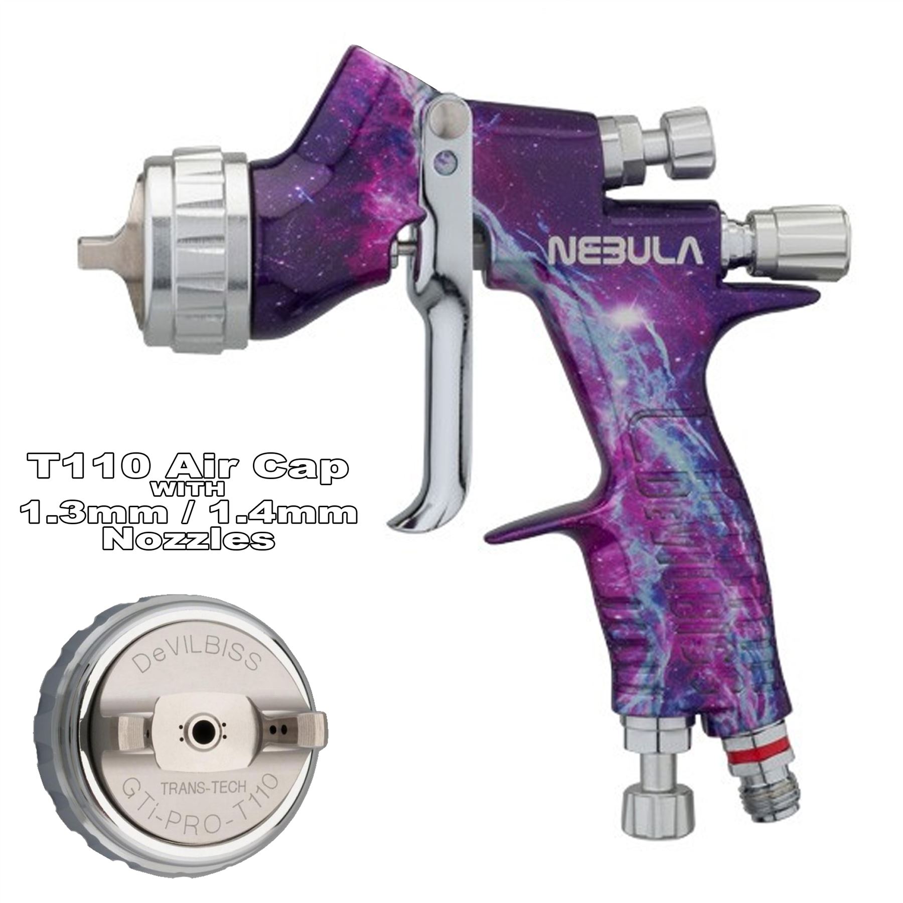Devilbiss GTi ProLite Standard Or Limited Edition Air Spray Paint Guns + Caps - Foto 30 di 50