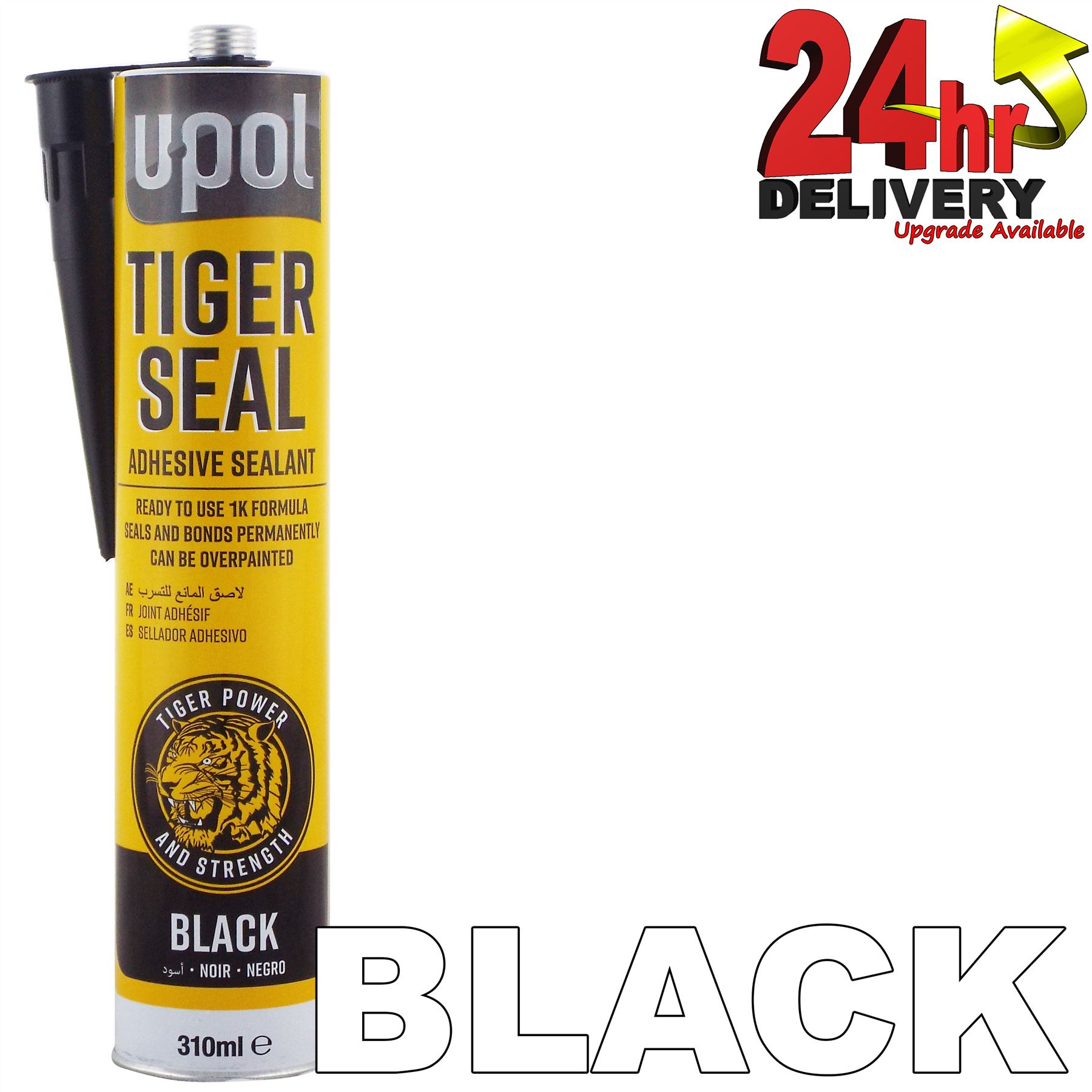 UPol Tiger Seal PU Adhesive Sealant BLACK Windows/Bond/Body Panels