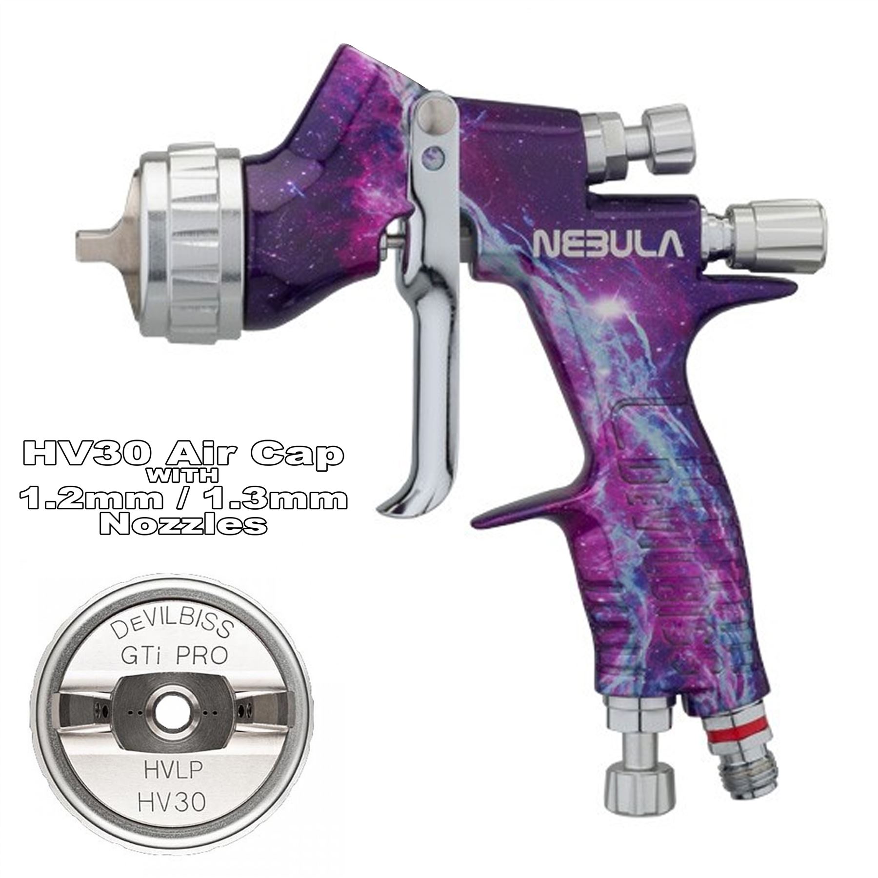 Devilbiss GTi ProLite Standard Or Limited Edition Air Spray Paint Guns + Caps - Foto 28 di 50