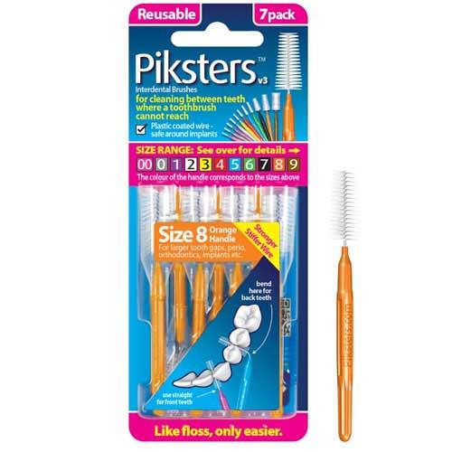 Piksters Interdental Brush Size 8 Orange 7 Brushes Per Pack 9336628000810 eBay