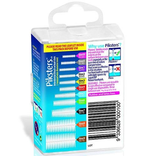 Piksters Interdental Brush Size 0 Silver (Grey) 0.35mm 40 Brushes