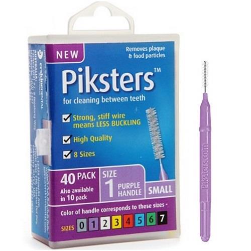 Piksters Interdental Brush Size 1 Purple 0.50mm 40 Brush Per Pack x
