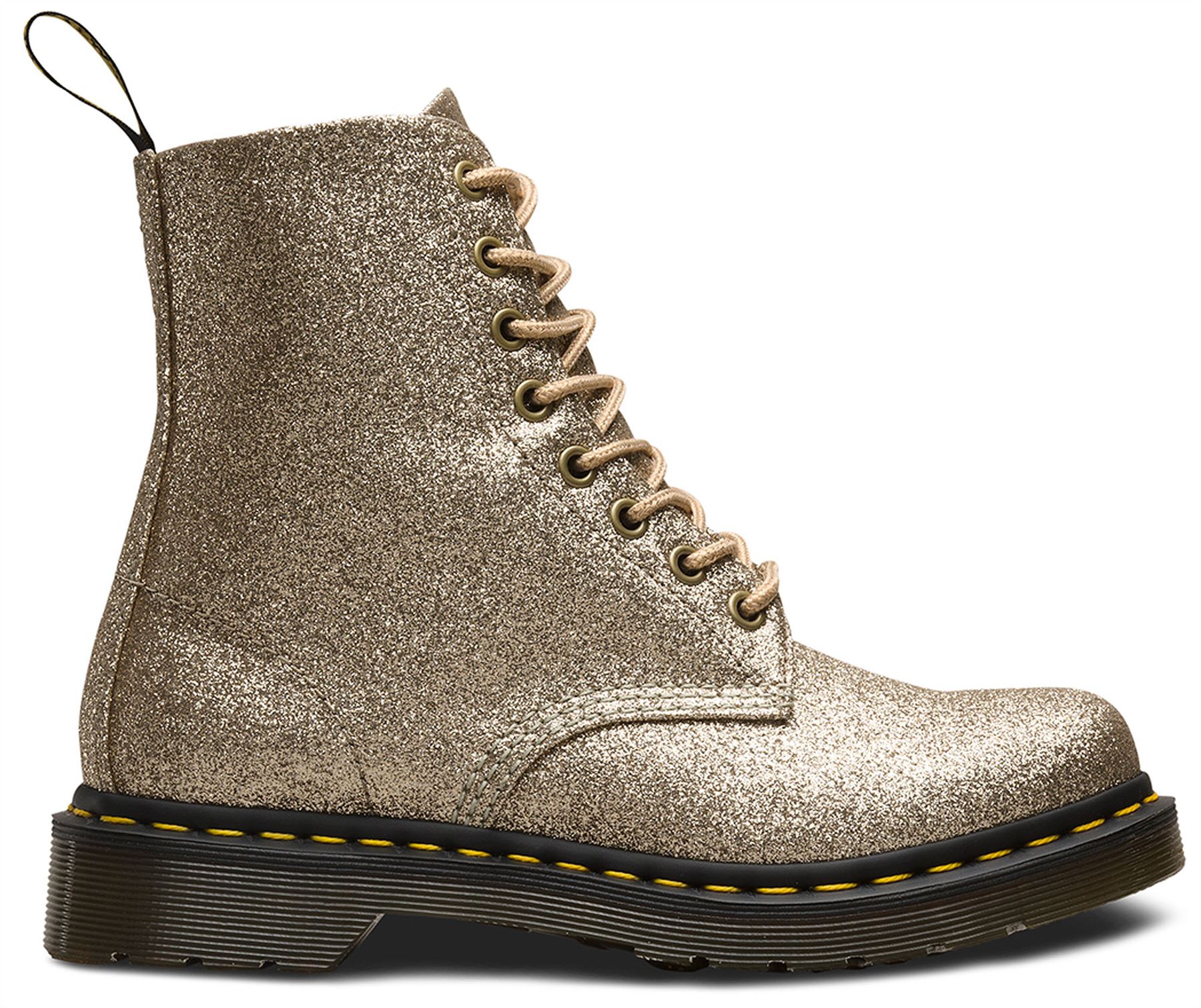 Dr Martens Ladies 1460 Pale Gold Glitter PU Ankle Boots eBay