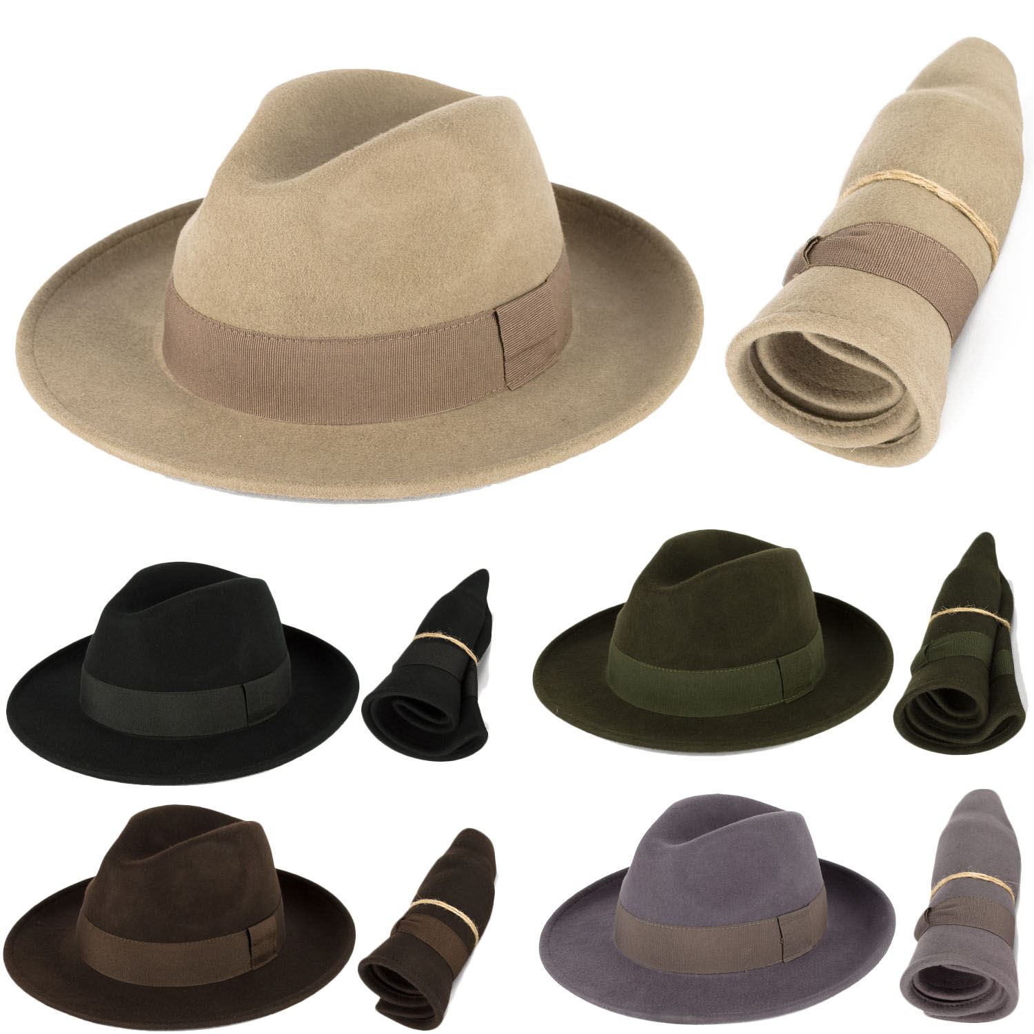 Men's Ladies Made In Italy 100 Wool Felt Fedora Hat Waterproof