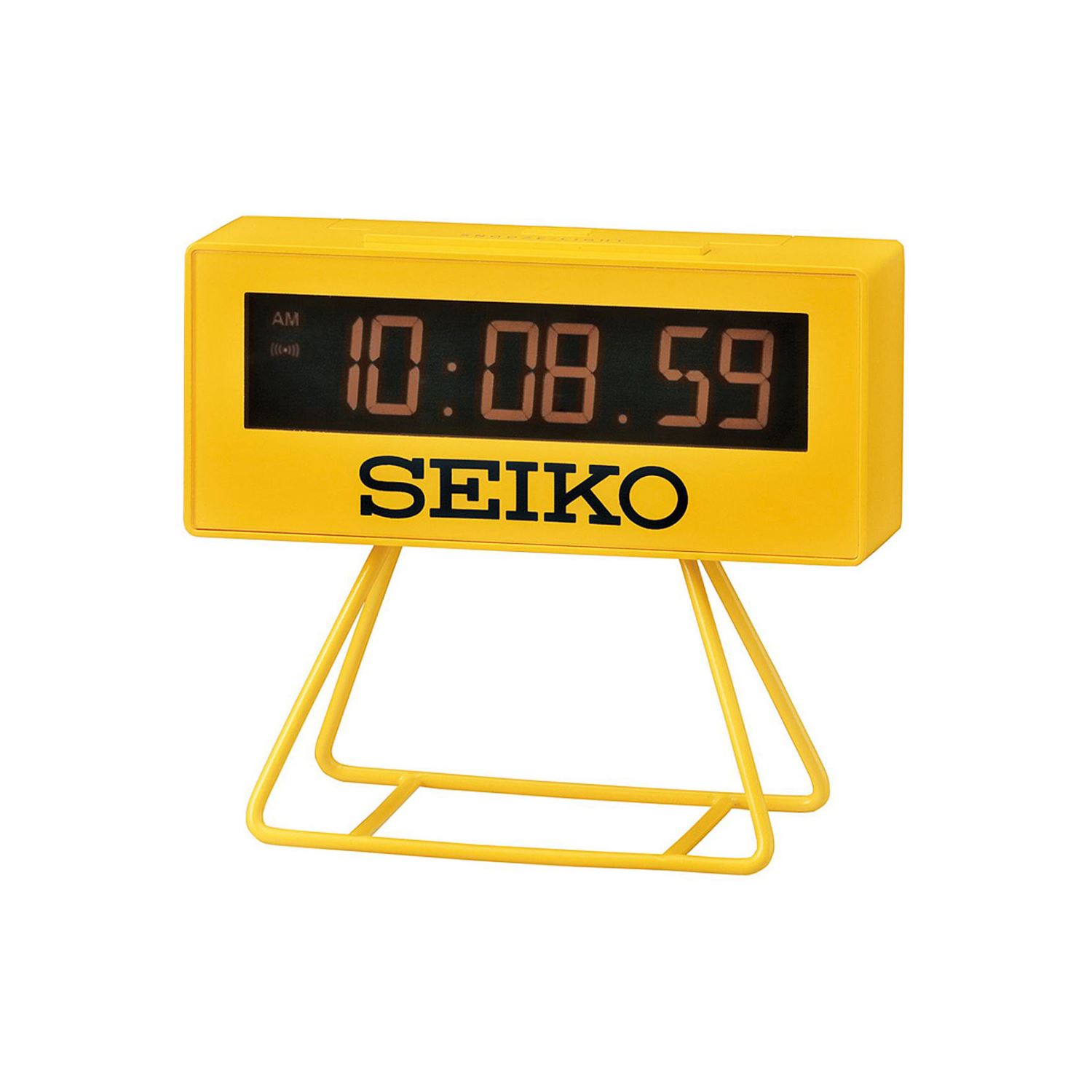 Seiko QHL062Y Yellow "Countdown" Style Sports Timing Clock with Stand
