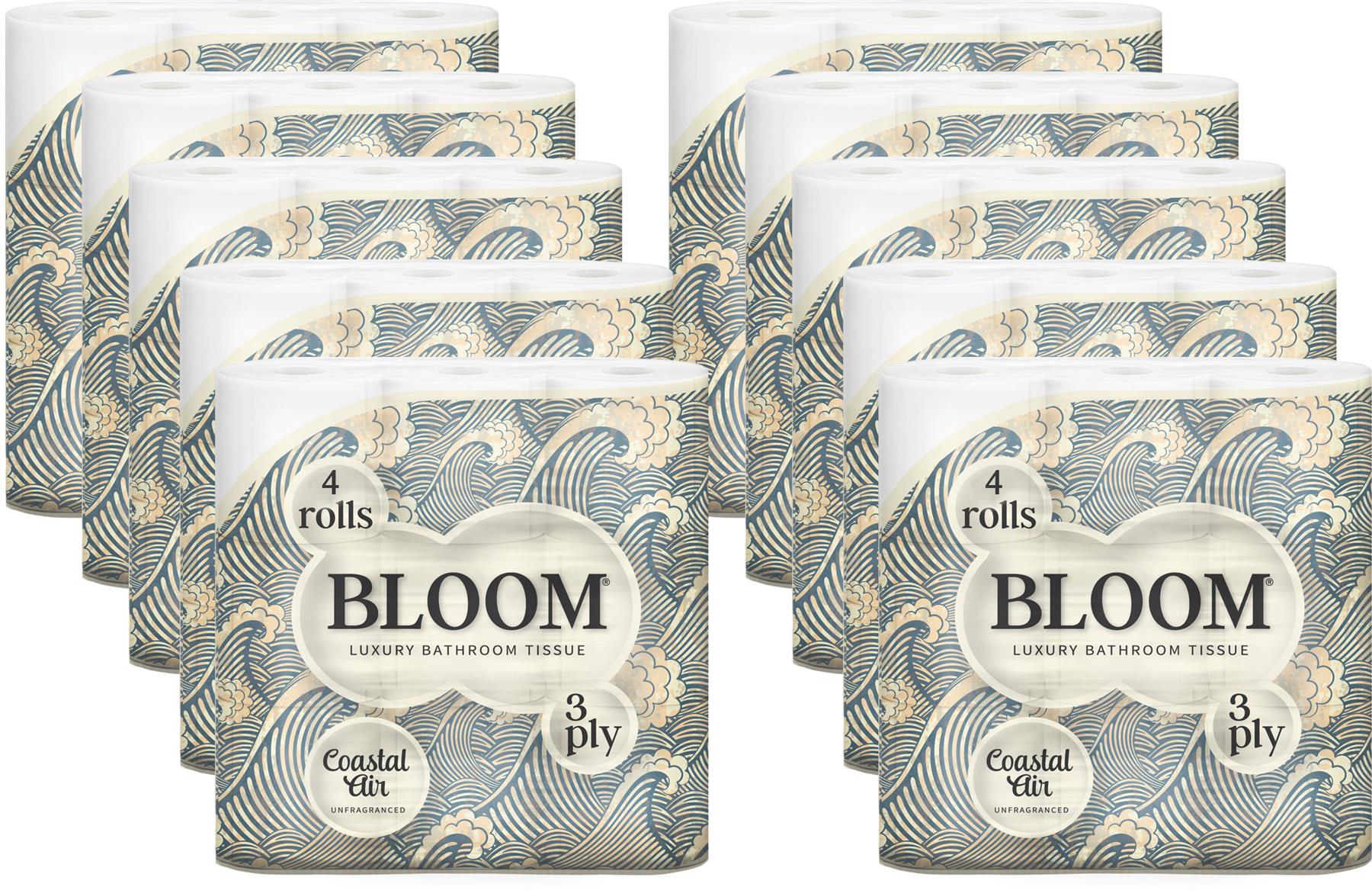 Bloom Luxury Bathroom Tissue Toilet Rolls 3 Ply 4 Rolls x 10 Pack (40