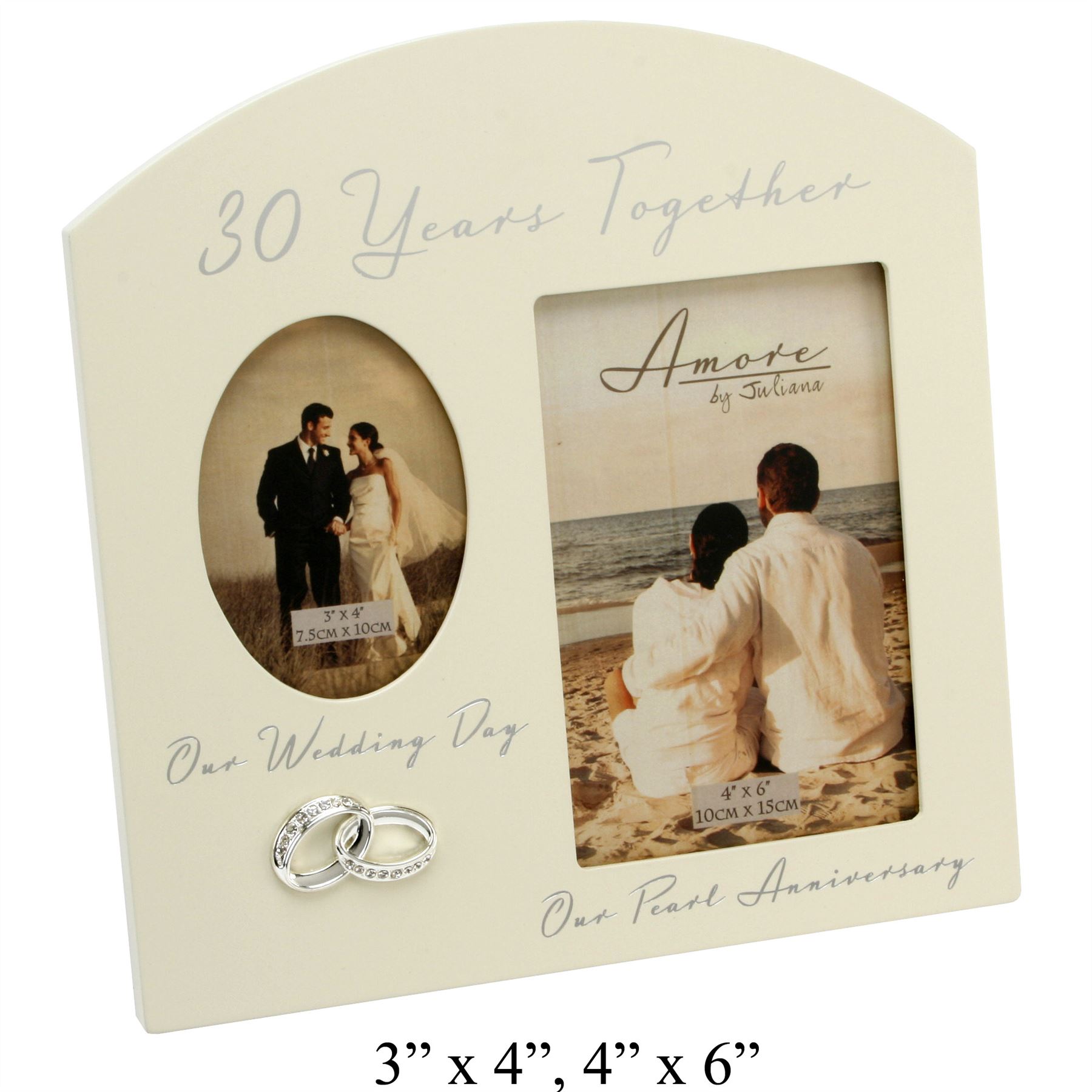 ANNIVERSARY WEDDING CREAM PHOTO PICTURE FRAME - 25th 30th 40th 50th or 60th - Picture 3 of 7