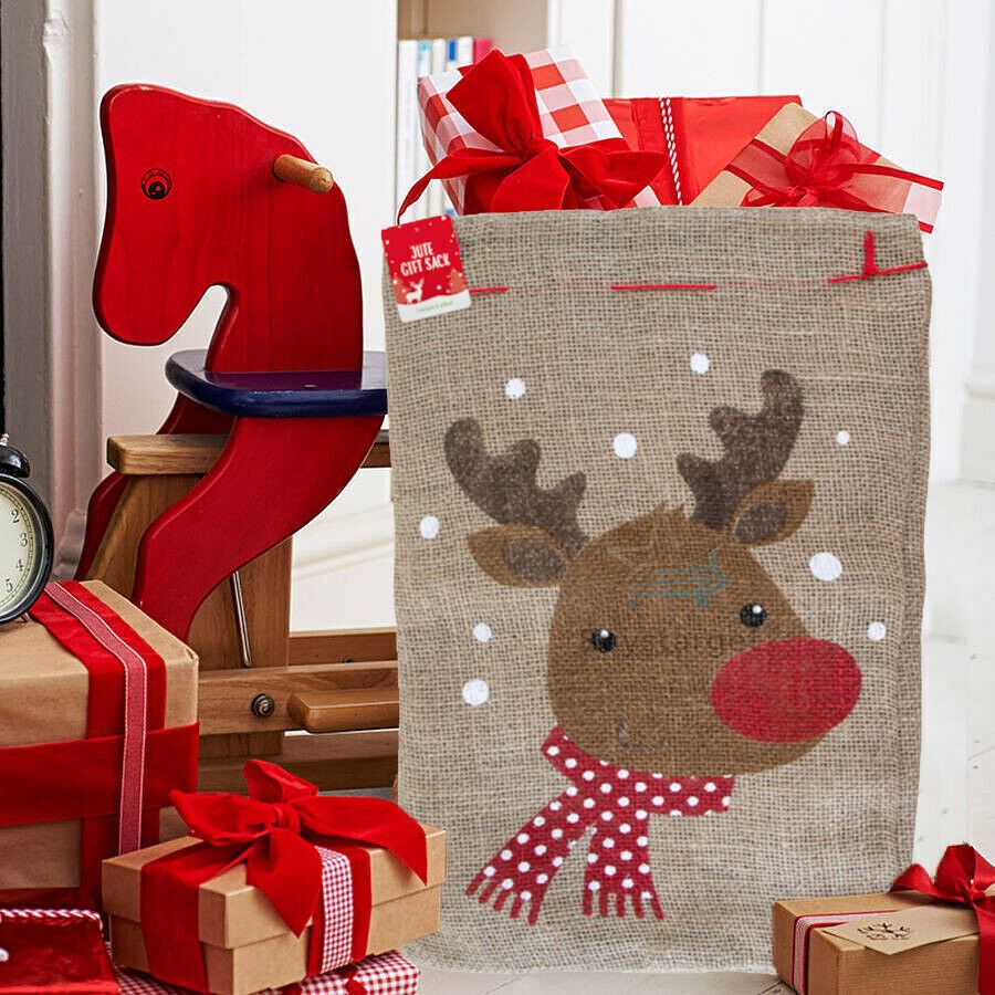 Christmas Stocking Xmas Santa Sack Jute Velvet Luxury Stockings Gift Bags Decor - Picture 4 of 38