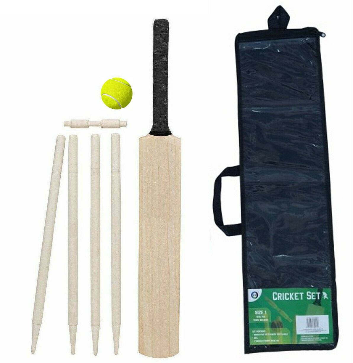Cricket Set Wooden Cricket Bat Ball Sets + Free Carry Bag Kids Children Adults - Produktbild 2
