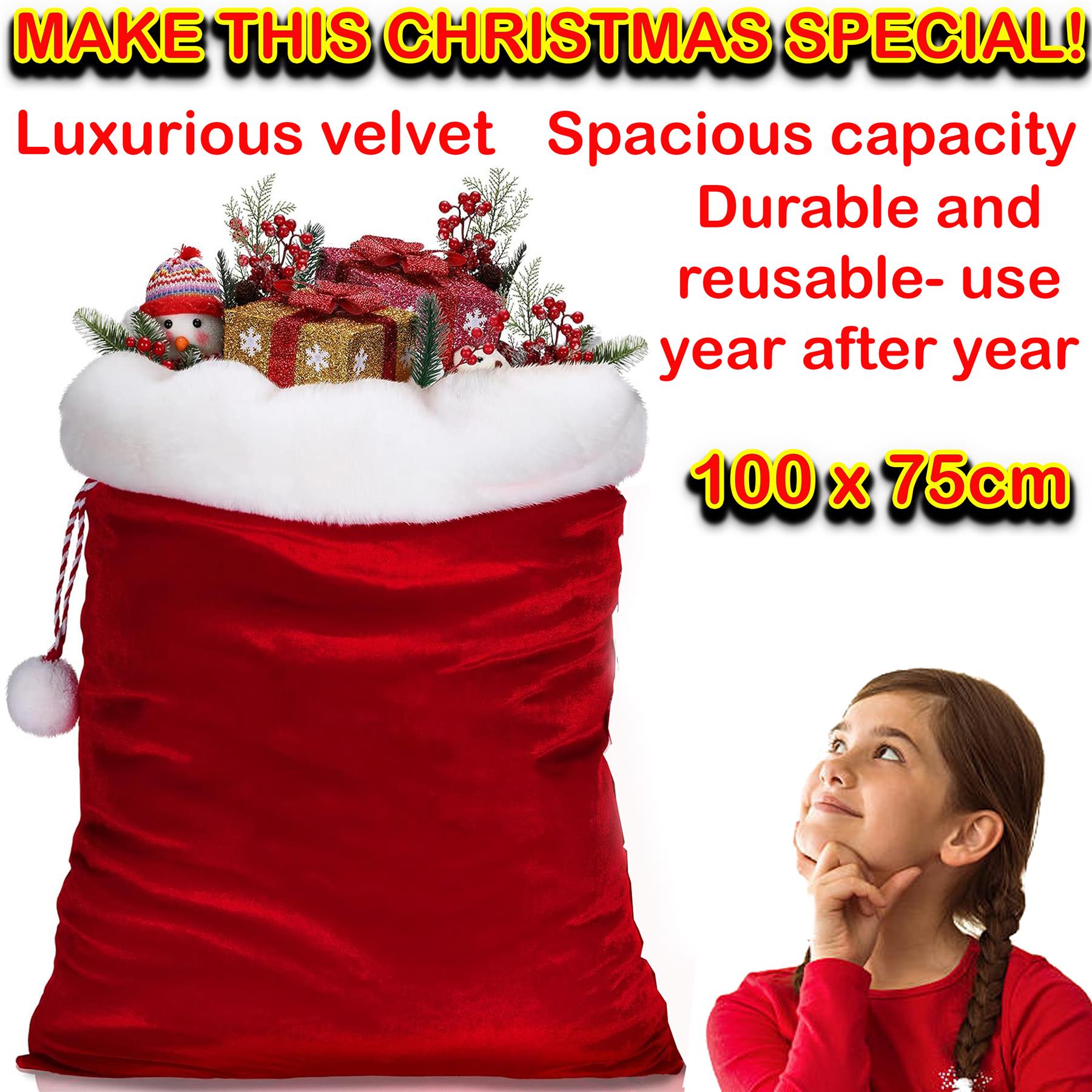 Christmas Stocking Xmas Santa Sack Jute Velvet Luxury Stockings Gift Bags Decor - Picture 37 of 38